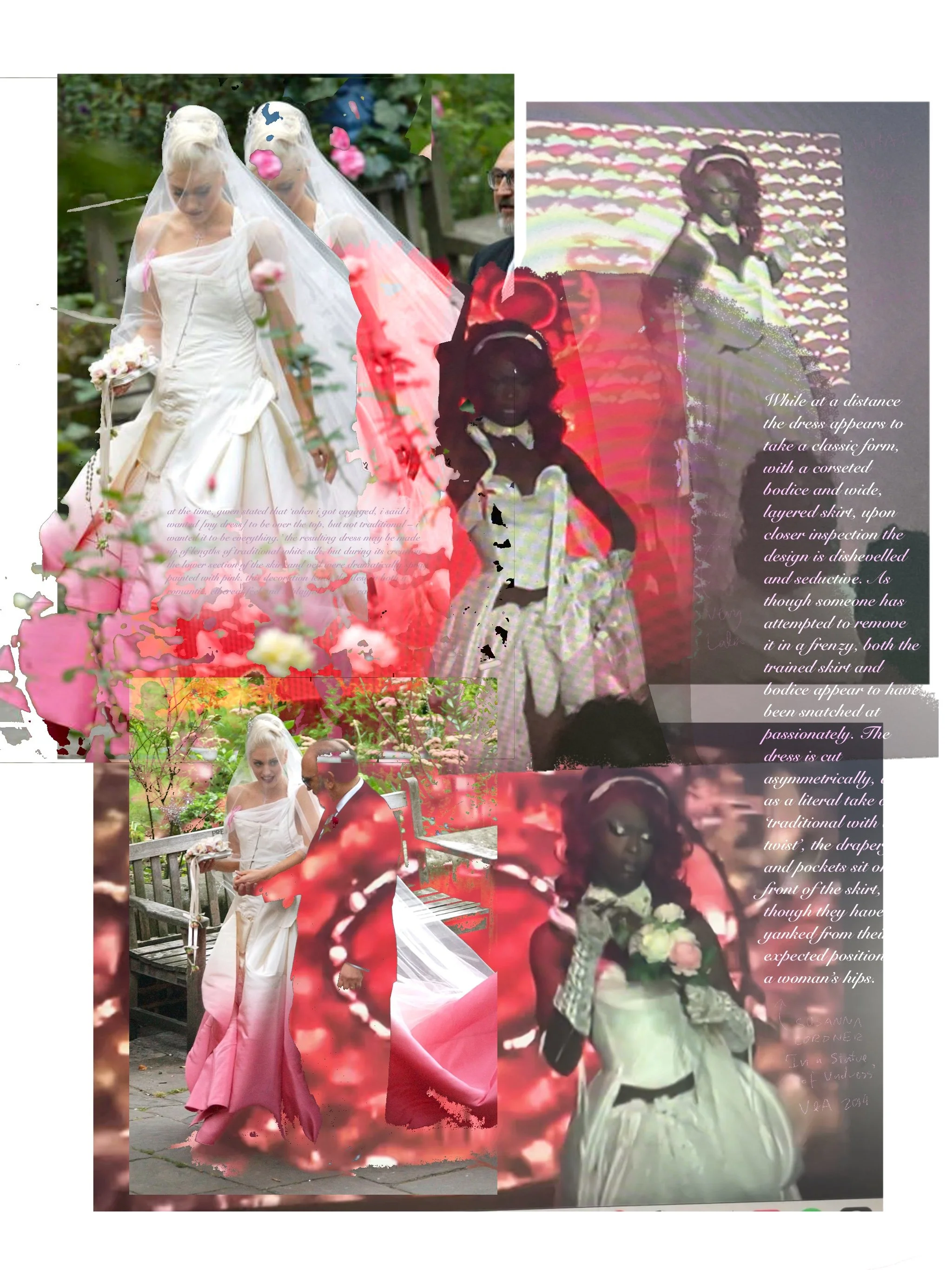 Collage of Lala Dangereuse in Gwen Stefani inspired wedding dress custom 
shot by Williamfhenderson 
Collage by Williamfhenderson 