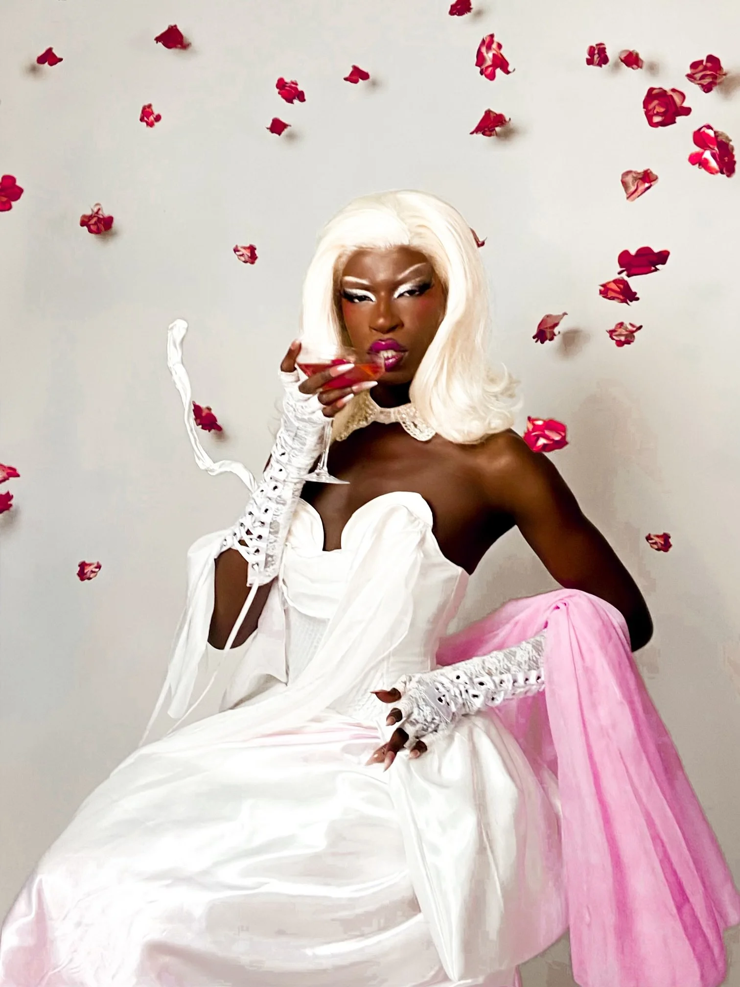 Lala Dangereuse in Gwen Stefani inspired wedding dress custom 
shot by Williamfhenderson