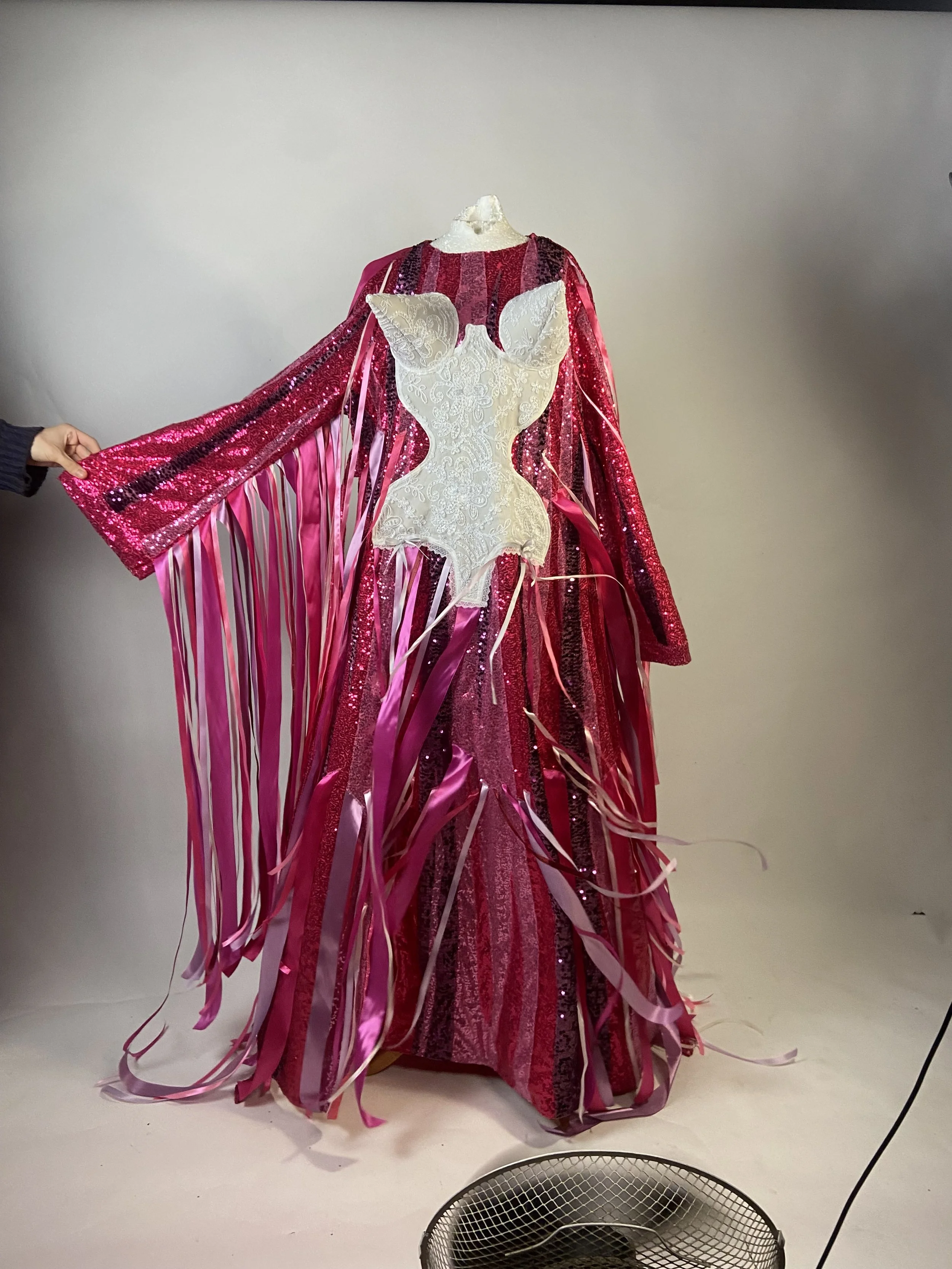 Custom Sparkly pink robe with corset illusion for Ginger  Phlappage. Shot and retouches by William. F. Henderson.