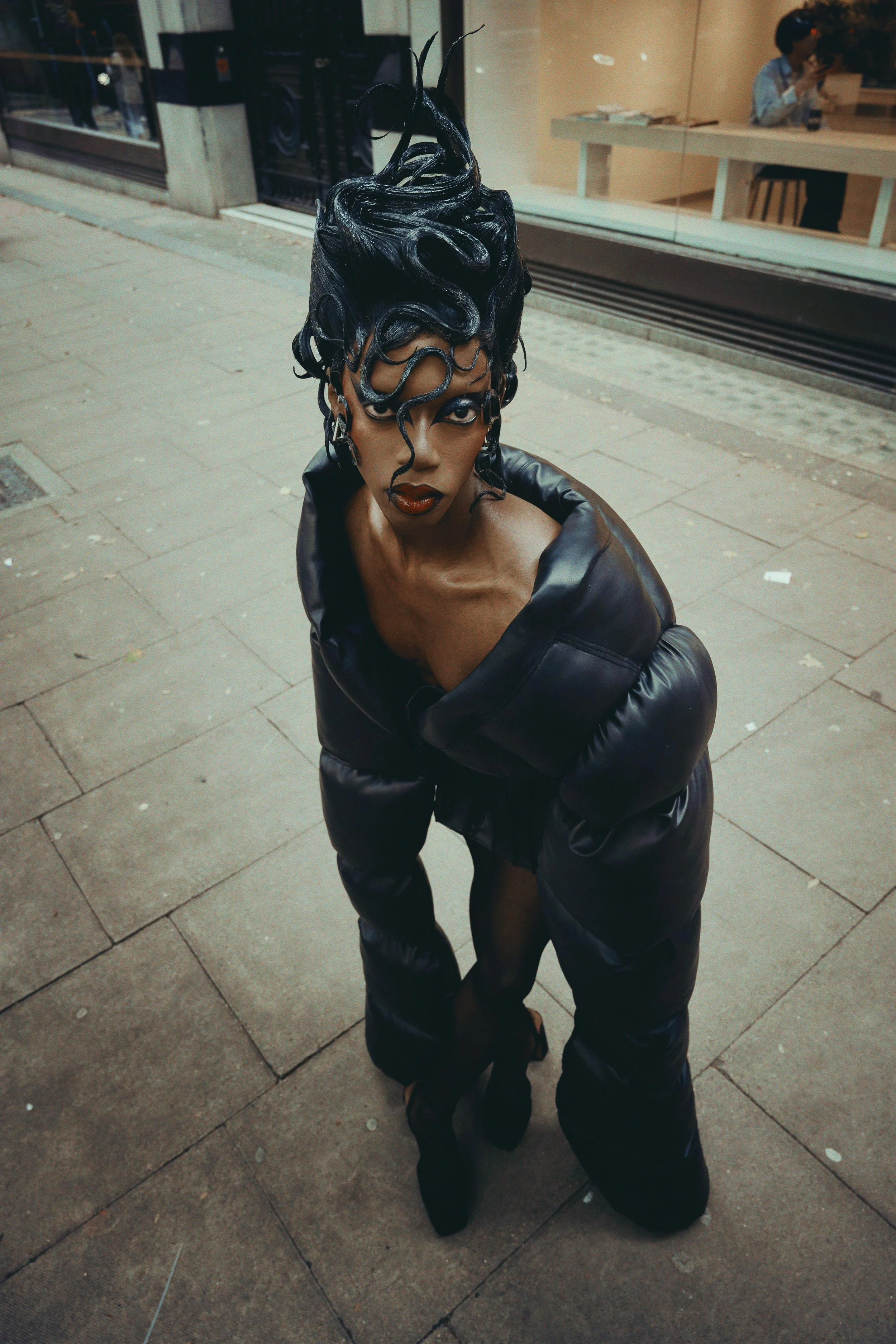 Black Peppa in ‘Black Puffer one-piece’ 
shot by Kim Lang