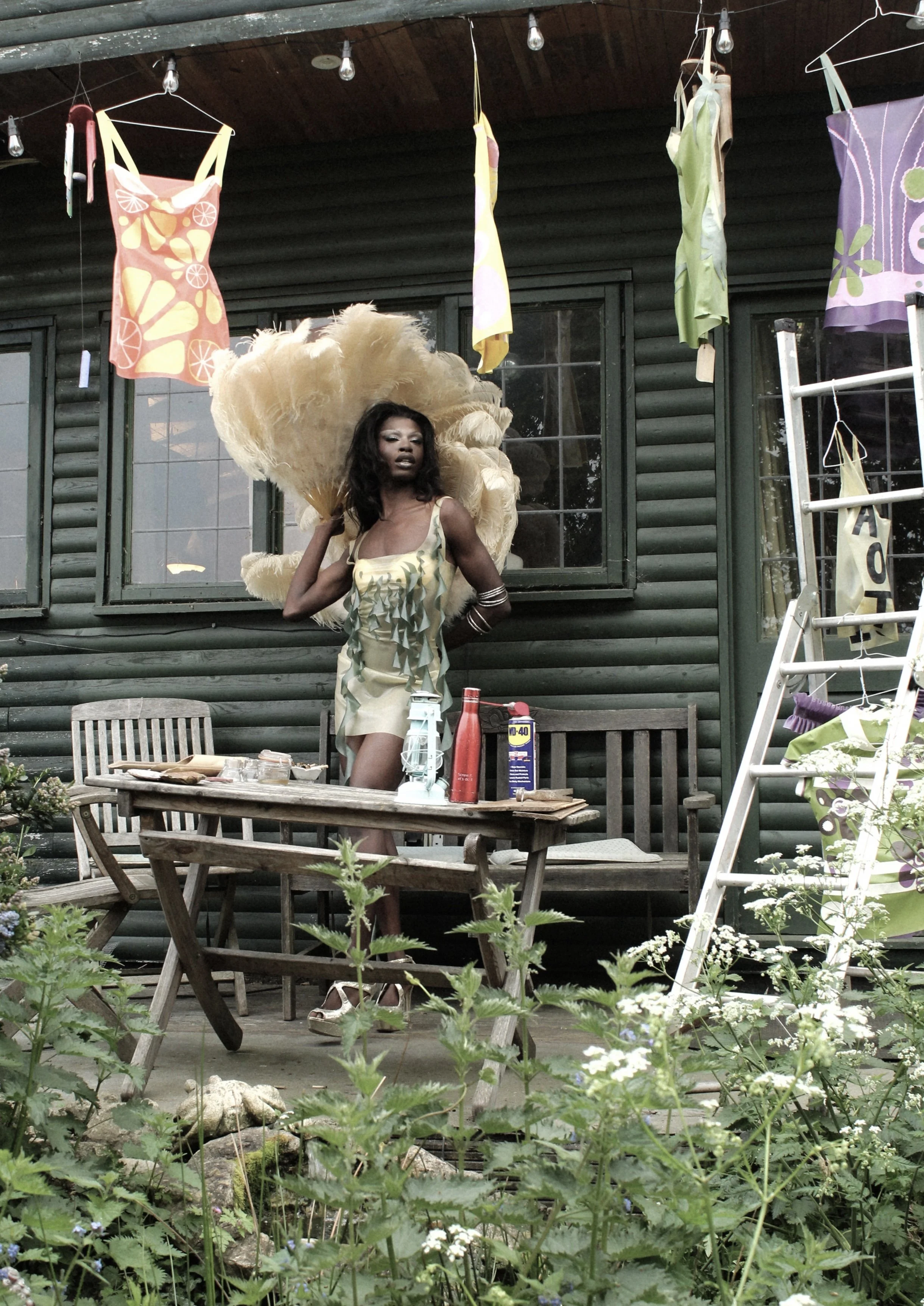 Lala Dangereuse wearing latex Bunni slip dress. 