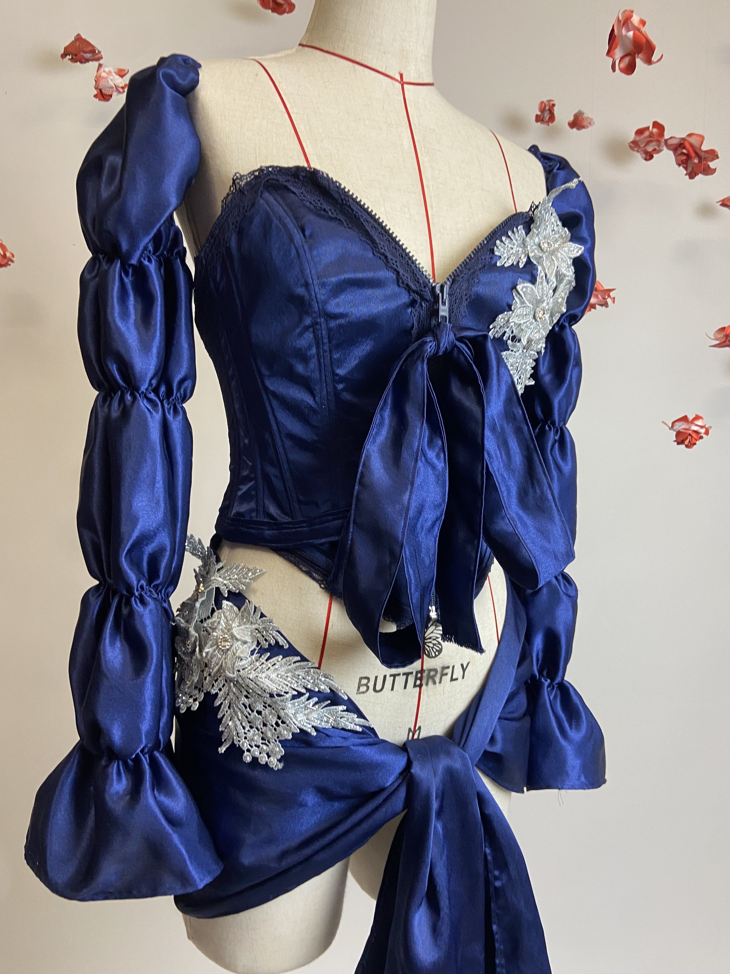 Dark blue burlesque set