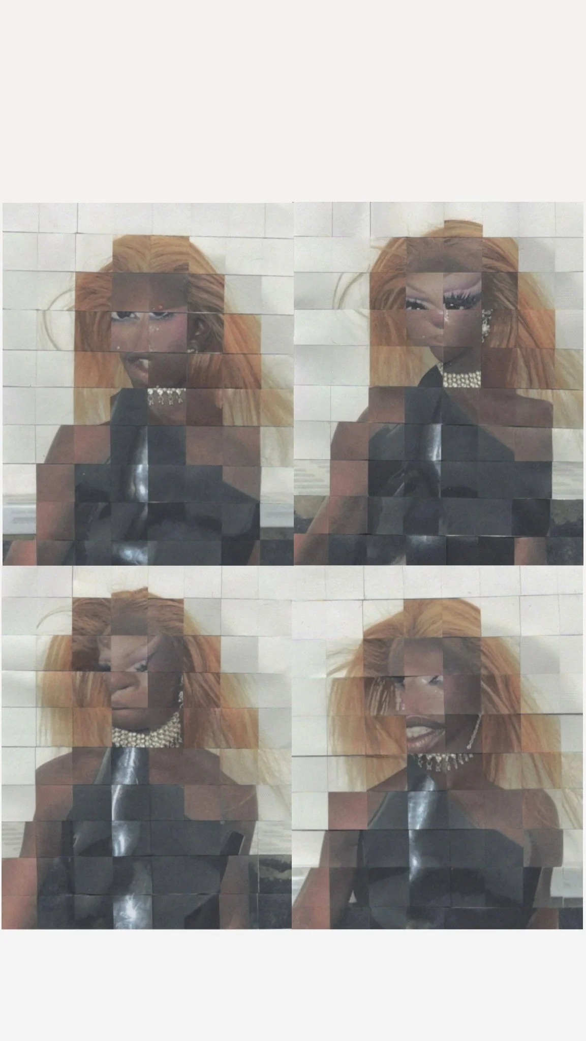Lala Dangereuse wearing black leather top for virtual fashion collage. 