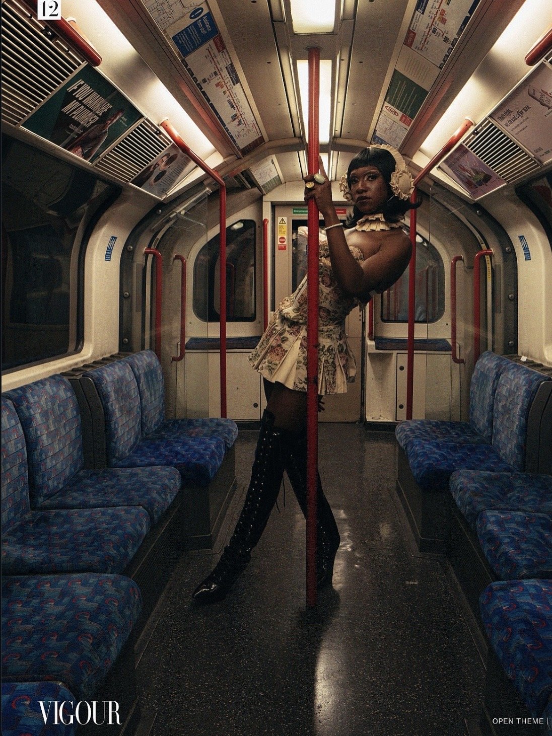 Eden Allure wearing the floral puffer coat ensemble. Shot by Tanishq Pokhriyal.