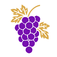 Purple grape cluster with gold leaves
