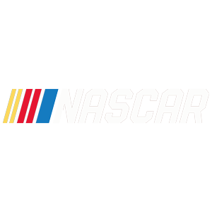 NASCAR logo with red, yellow, blue, and black stripes.