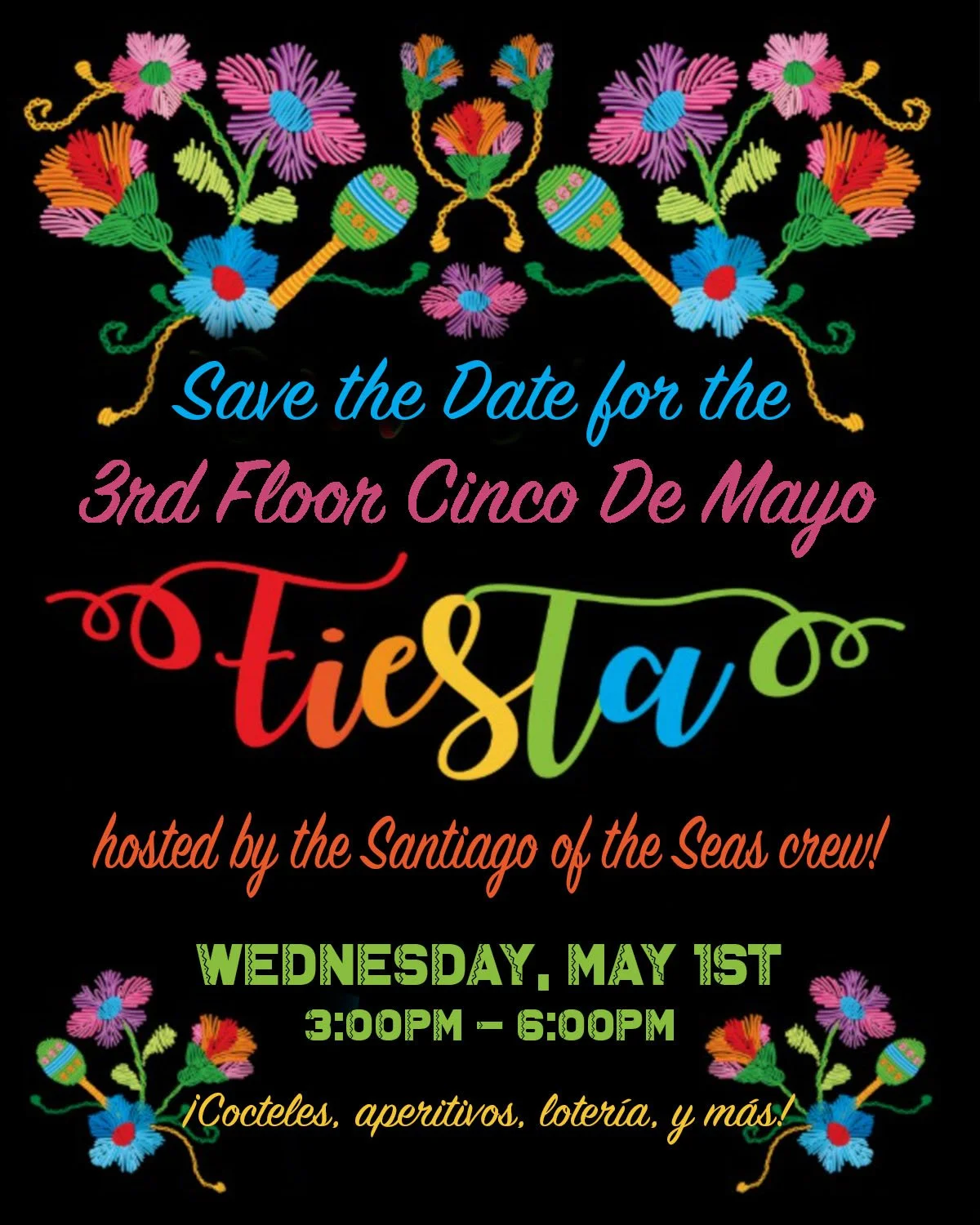 The very colorful and festive invite for the Cinco de Mayo celebration! 