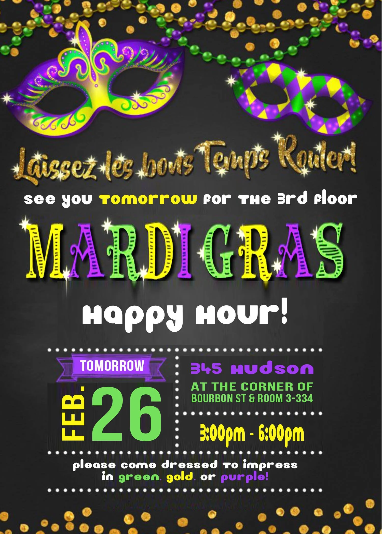 Custom reminder flier, but updating the attire and the verbiage about the date!