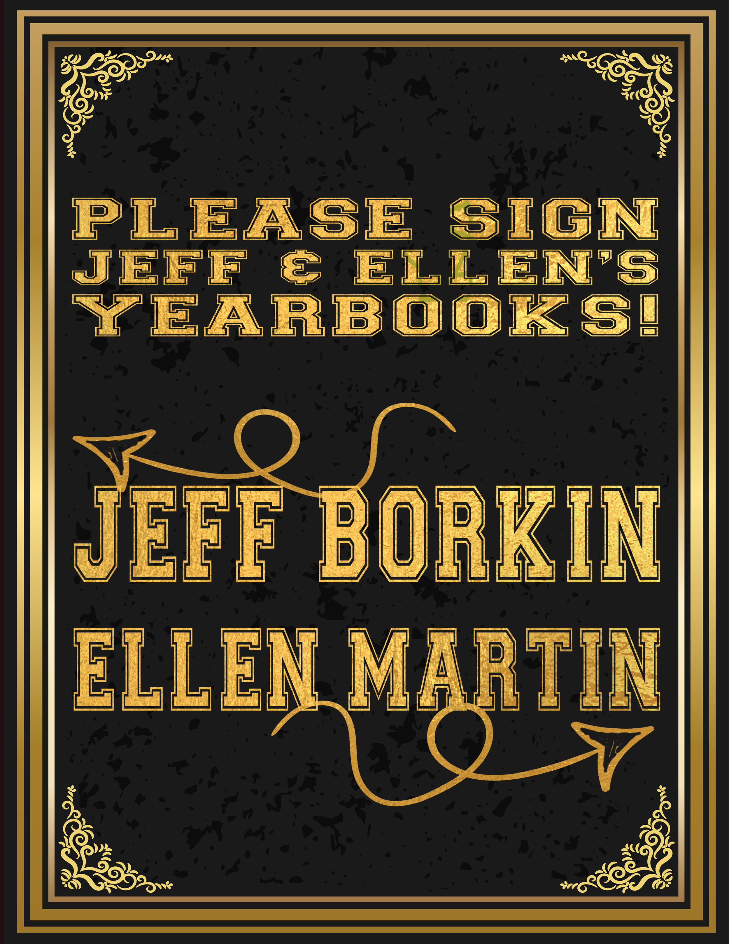 The yearbook table signage. 