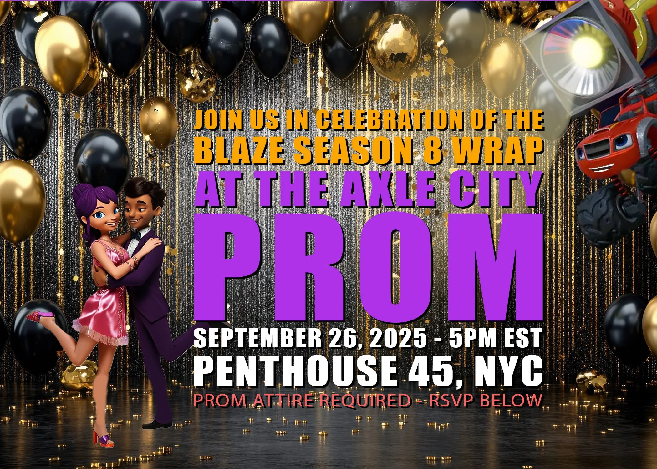 The original invite was more colorful, but still kept the gold and black feel. 