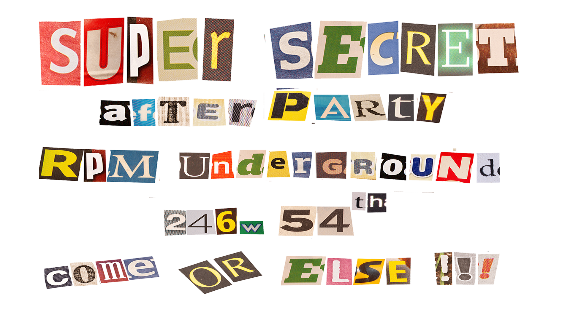 As people exited, physical notes were passed out to simulate a note you would pass in high school (in the style of Mean Girls) telling people where the after party was being held. 
