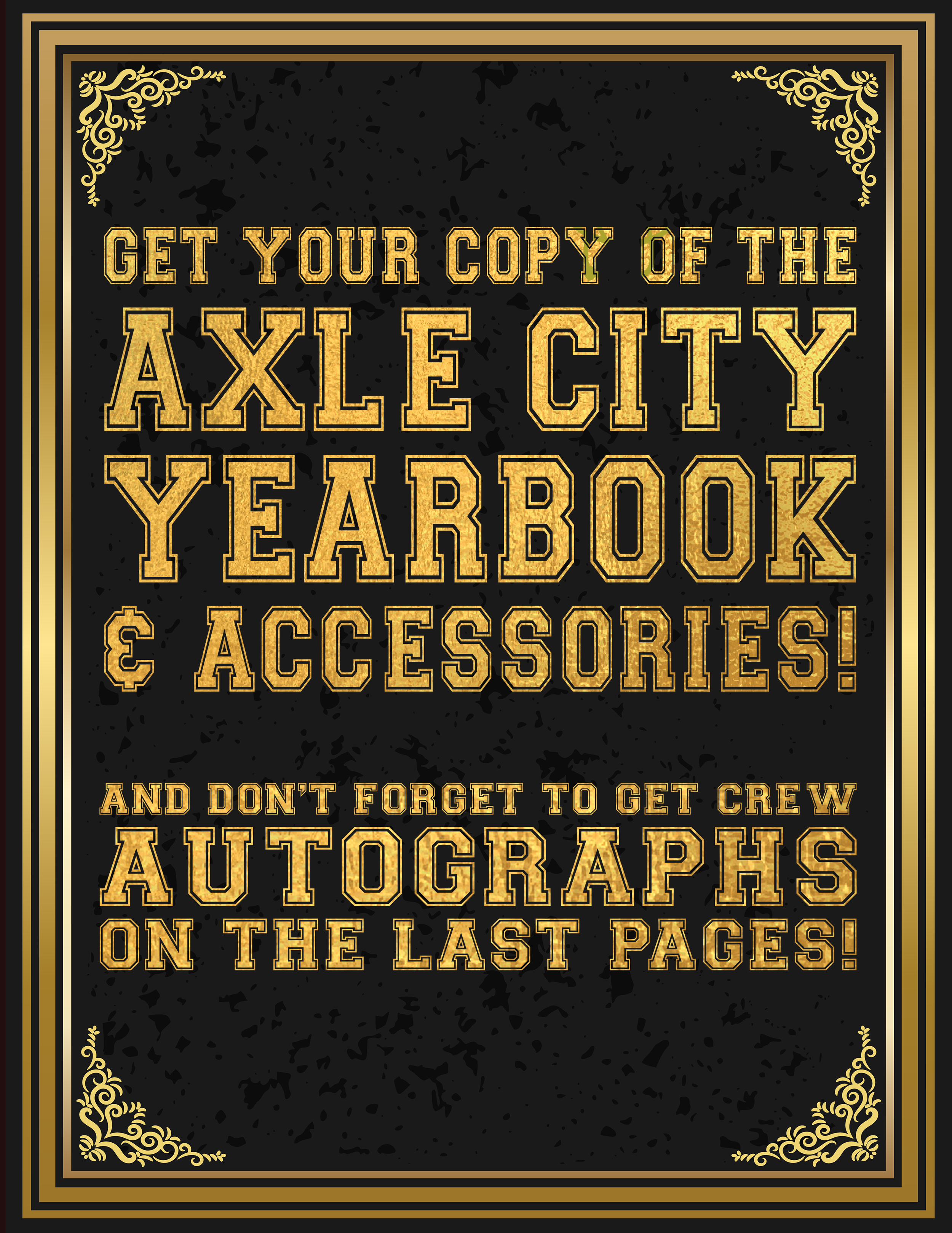 The yearbook table signage. 