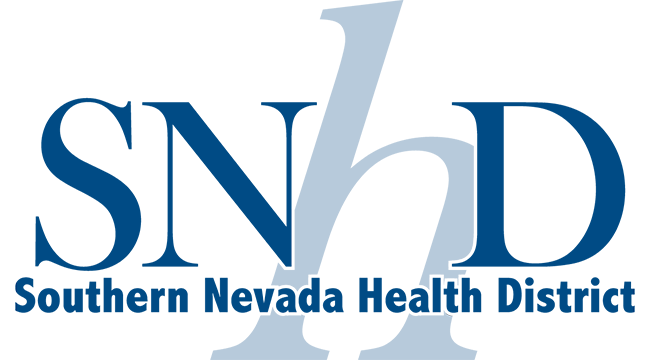 Logo of Southern Nevada Health District featuring the abbreviation SNHD with a stylized lightning bolt, and full name beneath.