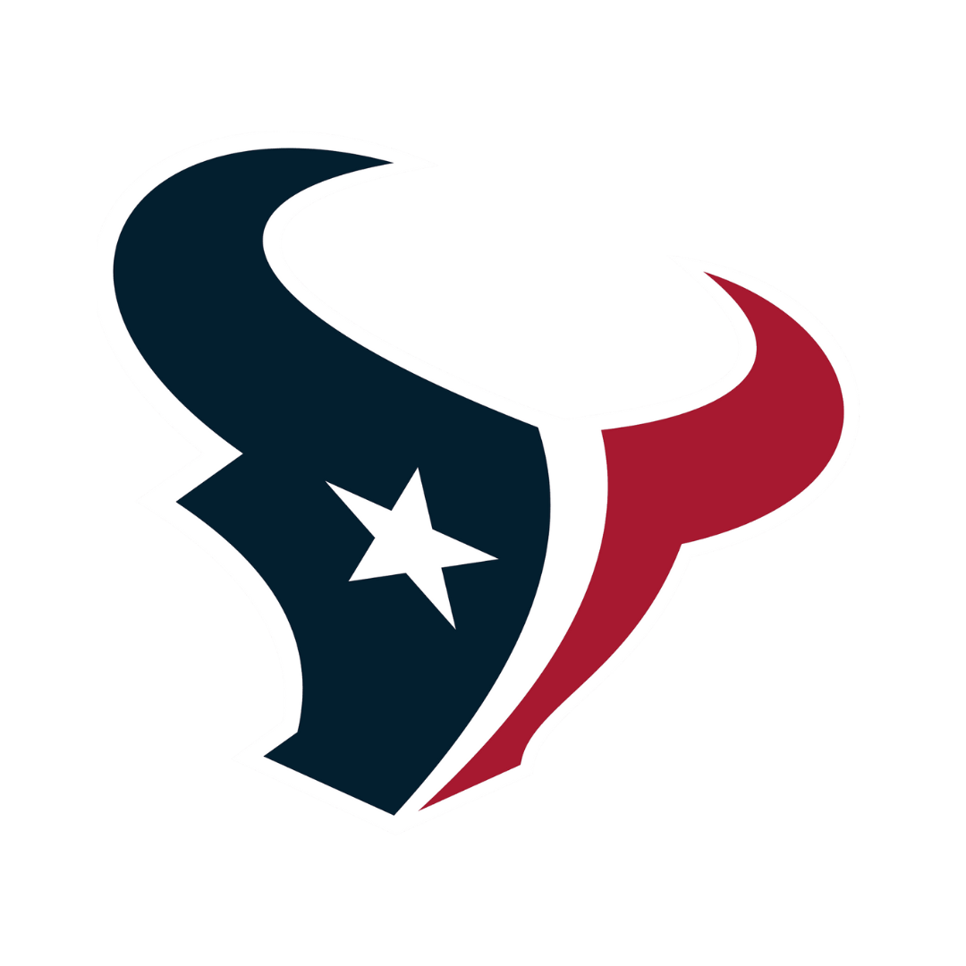 Houston Texans logo featuring a stylized bull head with red, dark blue, and white colors and a star on the face.