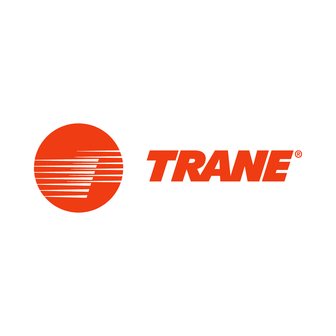 The logo of the Trane company, featuring a red stylized sun or circle with lines, and the word "TRANE" in bold red letters.