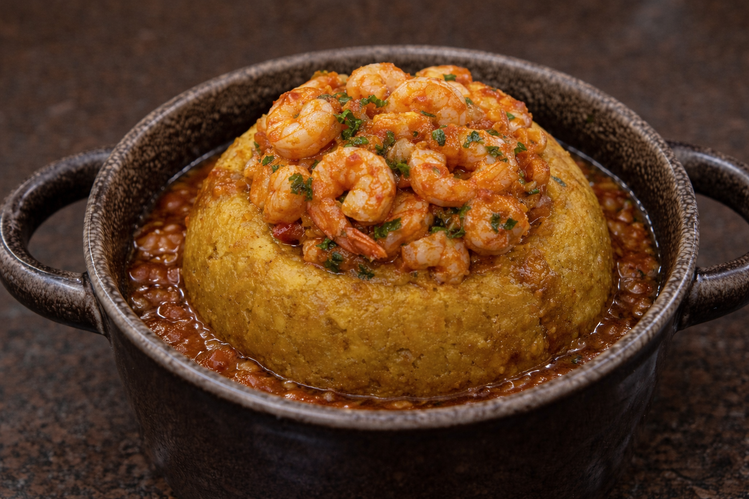 Shrimp-stuffed mofongo in rustic bowl.png
