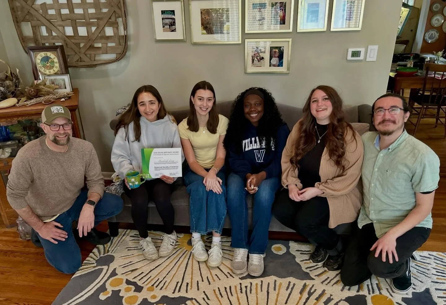Much of the Martine Lab celebrating the end of the year. Graduating senior @kayleigh.long_ ran the table: Young Botanist Award, Lewisburg lights mug by @eybpottery, and her team won lab Jeopardy!
