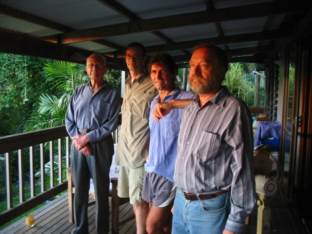 With David Symon, Kym Brennan, and Helmutt Toelken, after fieldwork in Kakadu. 2004.