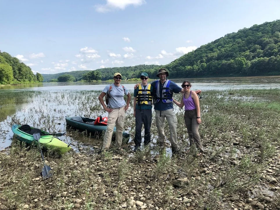 With Scott Schuette, Jackson Martine, and Cheyenne Moore MS’20 on the Allegheny River, PA, 2019.
