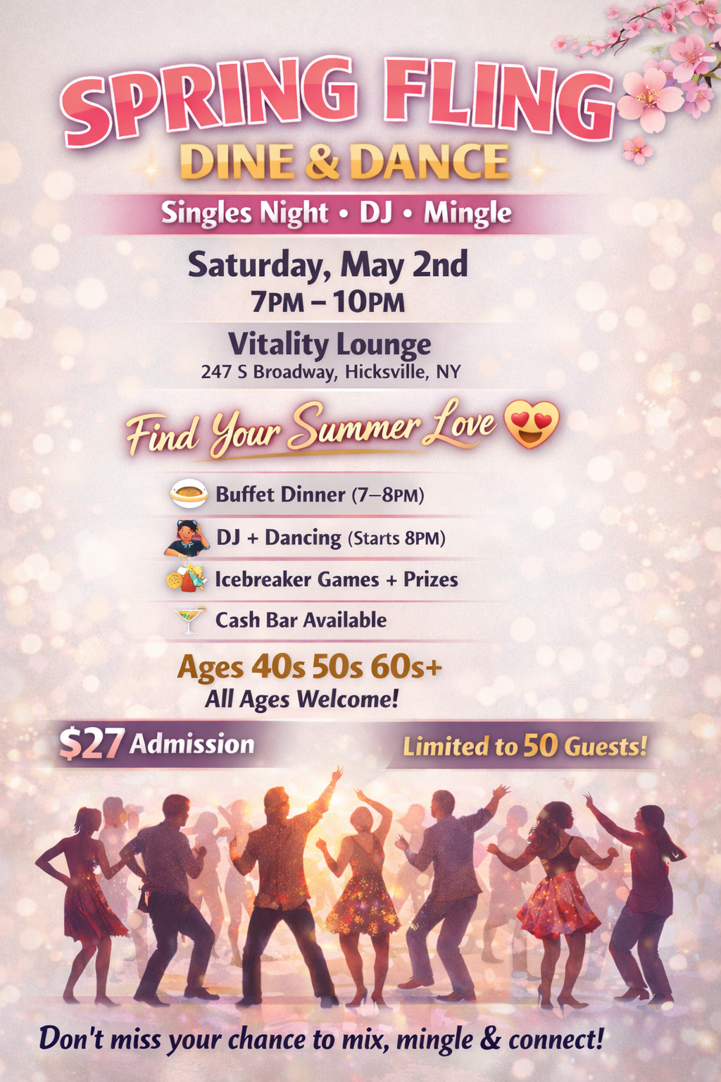 Spring Fling Dine & Dance – Singles Night 🌸