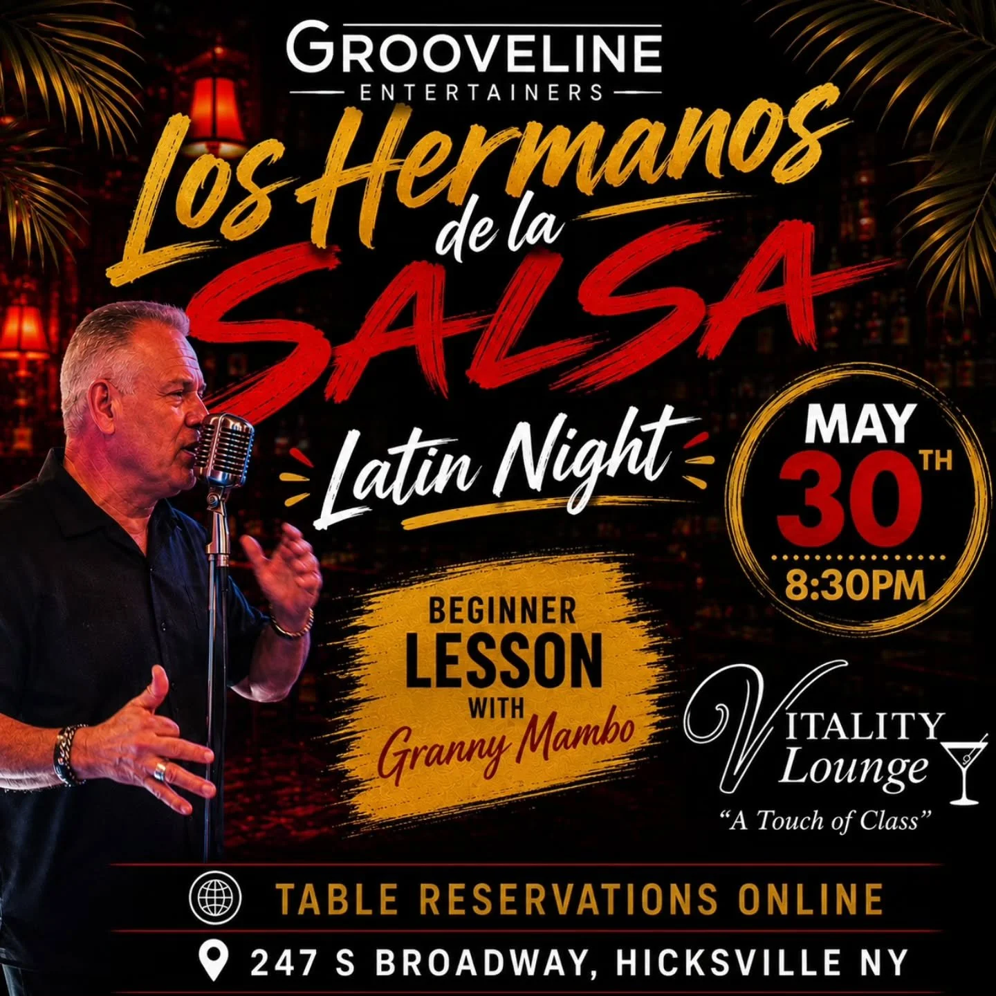 THIS SATURDAY NIGHT - 5/30 💃🔥
Los Hermanos De La Salsa live at 8:30PM!

Enjoy Salsa, Merengue &amp; Bachata all night with beginner dance lessons by Granny Mambo.

Grab your friends and join us on the dancefloor!!🍹

📍247 S Broadway, Hicksville NY