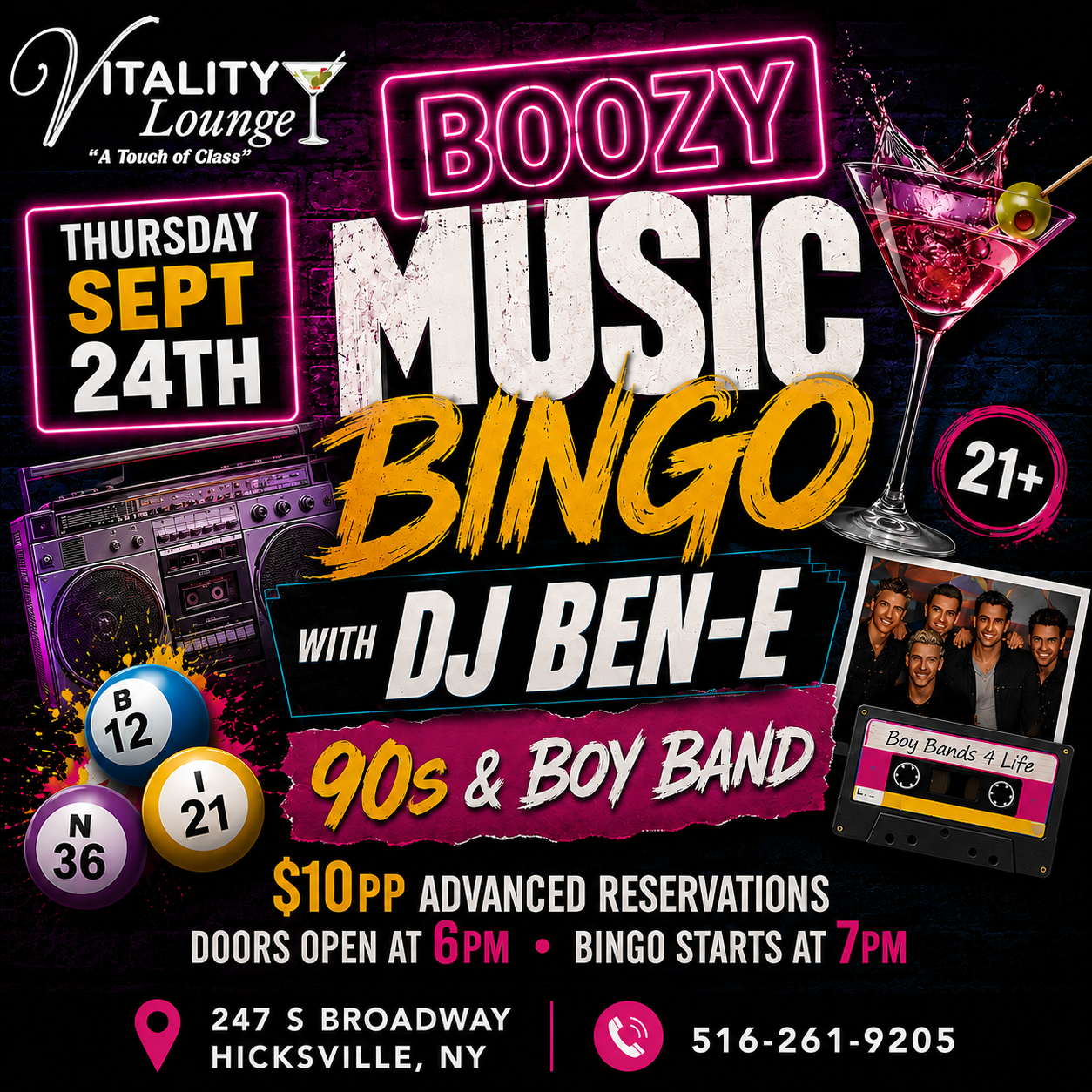 Boozy Music Bingo: 90s & Boy Bands with DJ Ben-E