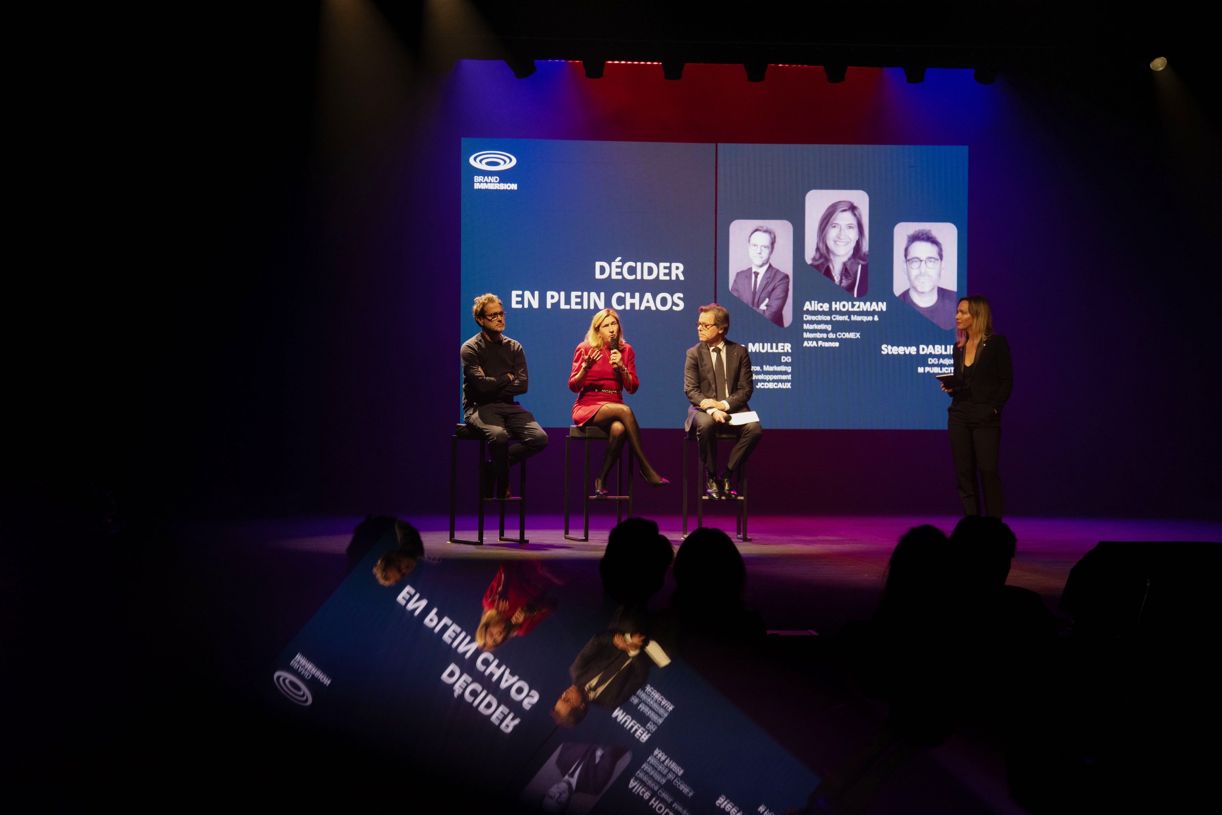 Table ronde débat décider en plain chaos_Alice Holzman Axa France, Jean Muller JCDecaux, Steeve Dablin MPublicité_Brand Immersion 10_Club Annonceurs