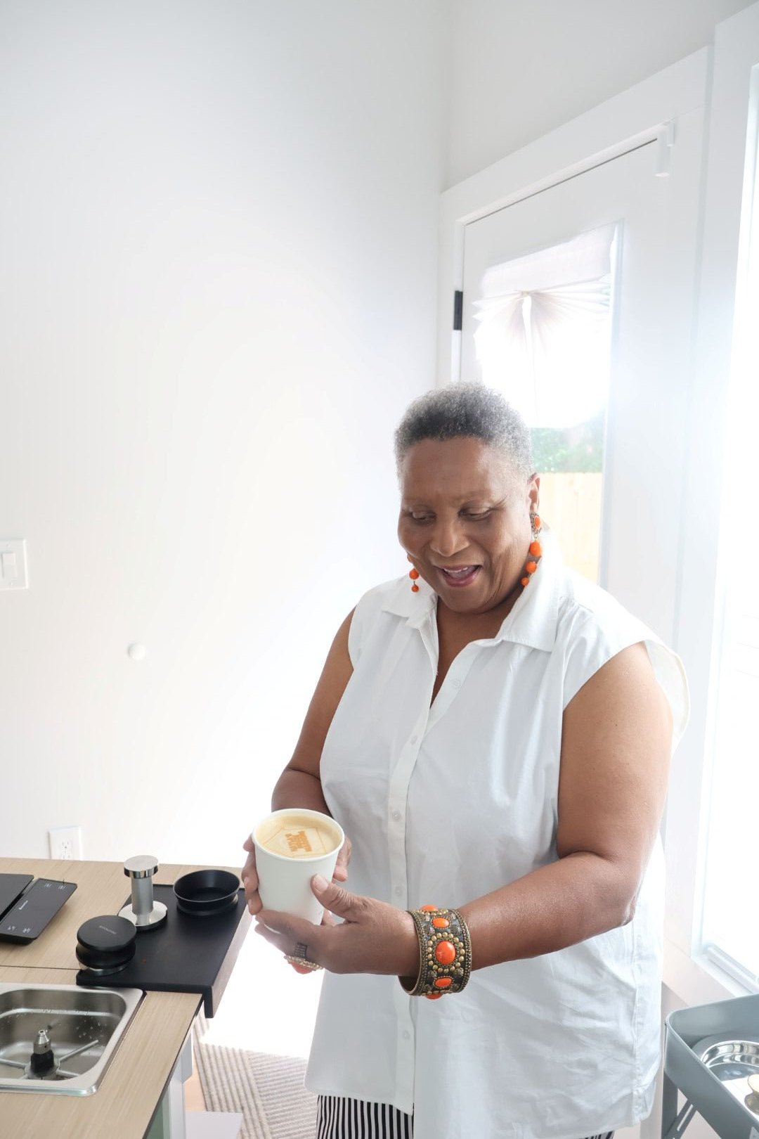  Freshly prepared latte served at a Columbus GA housewarming celebration 
