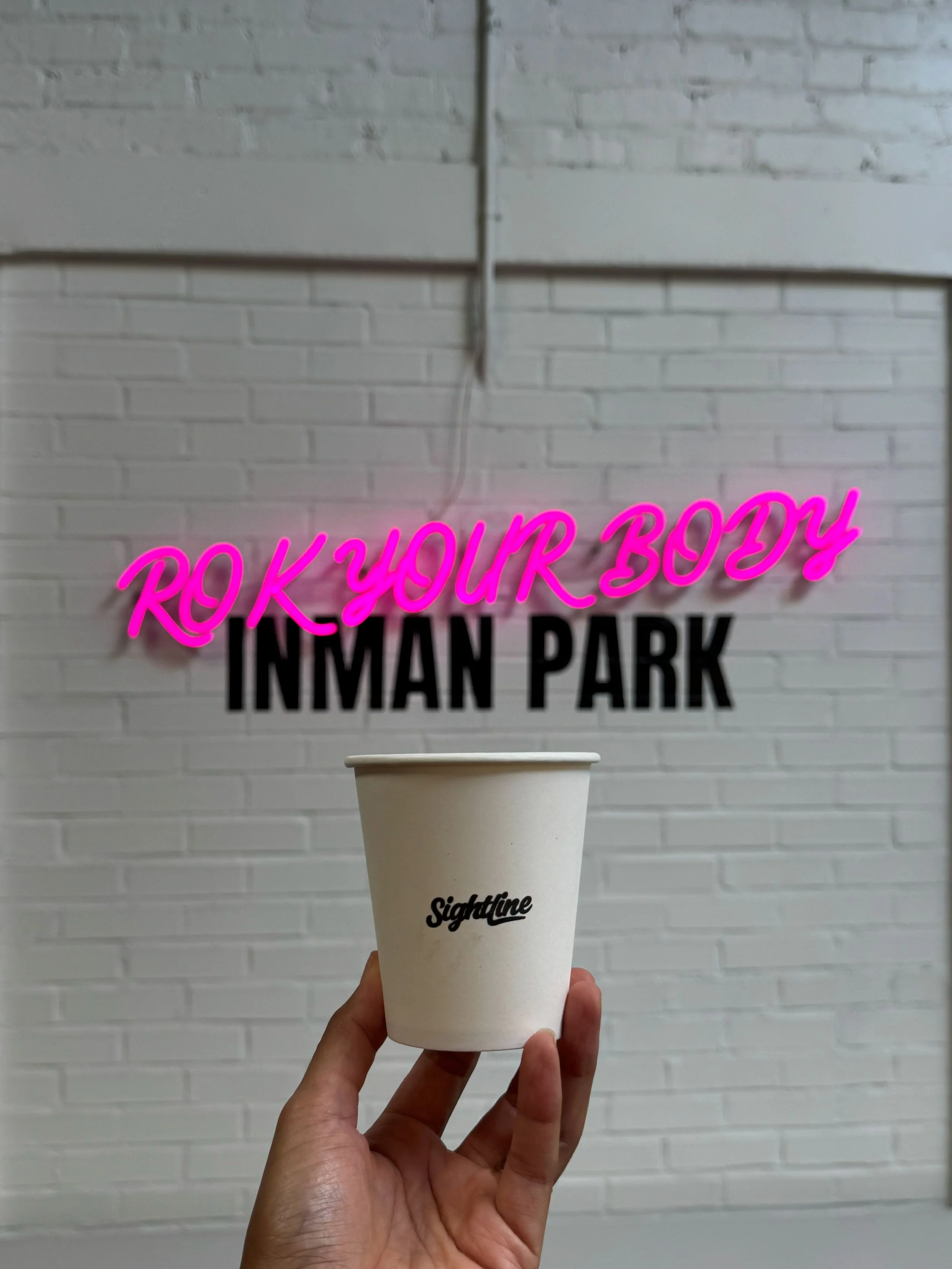 Sightline Coffee coffee cart serving guests at BodyRok Inman Park in Atlanta