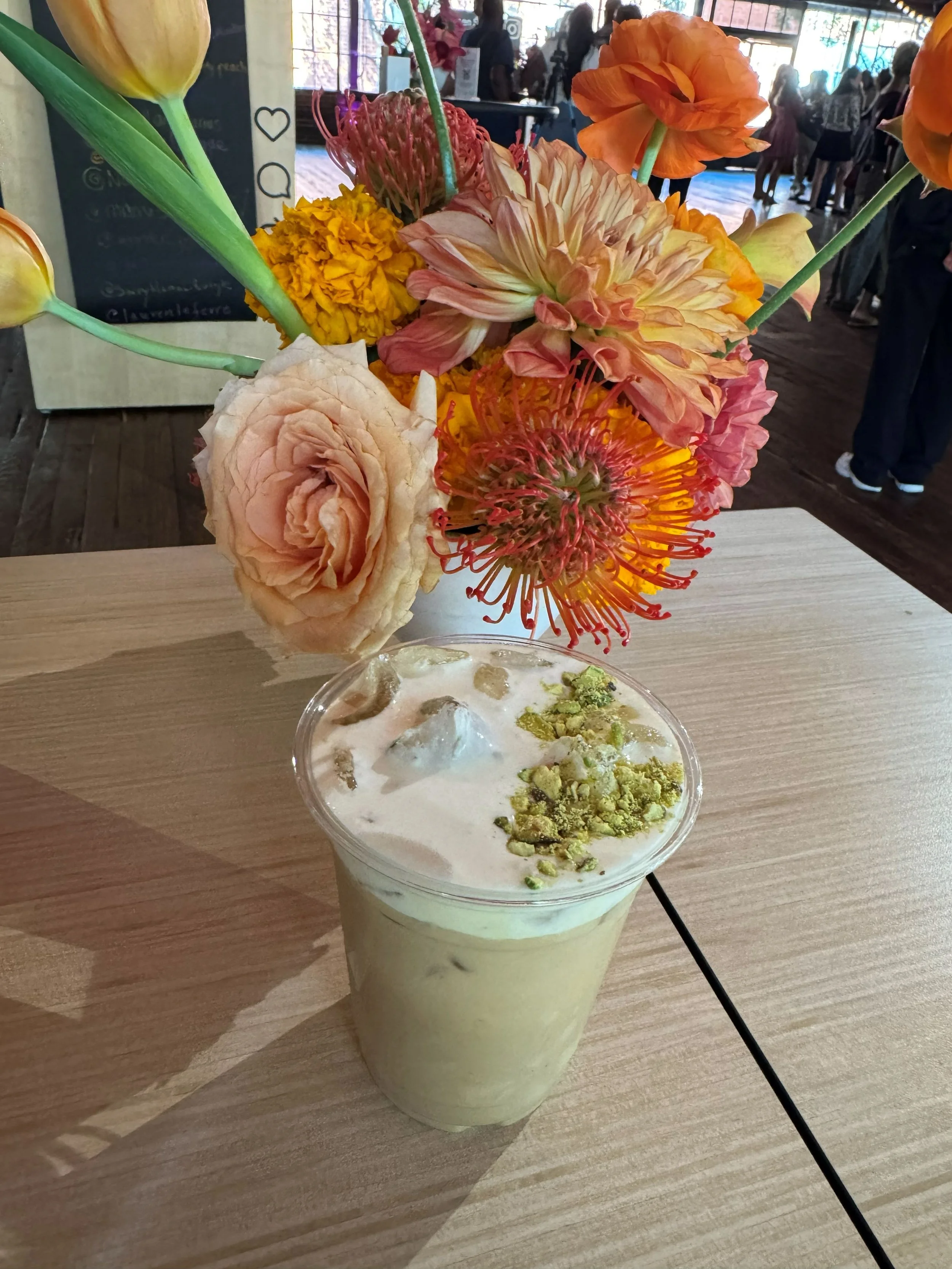 Specialty latte prepared by Sightline Coffee for the Screen Smart event