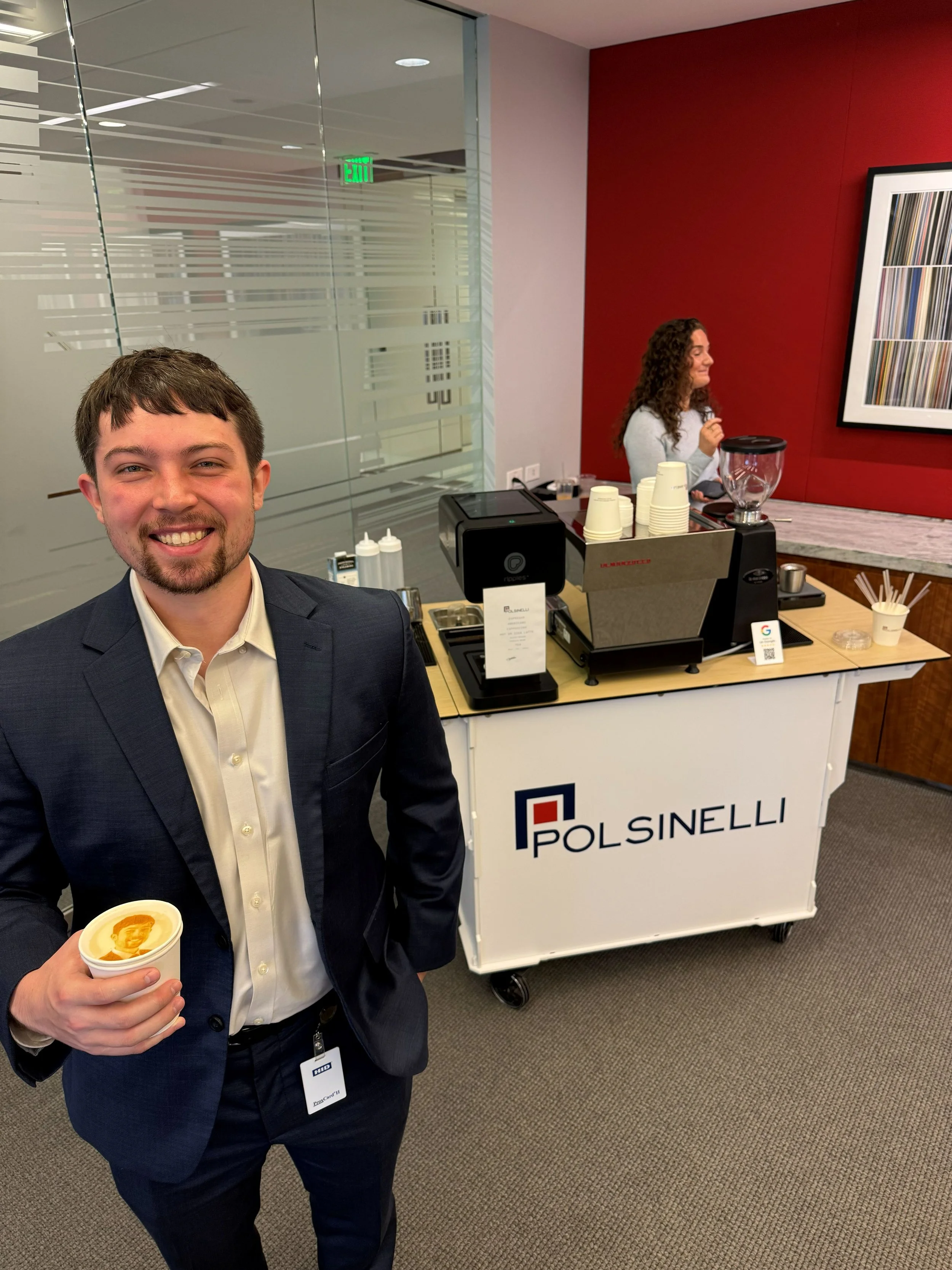 Polsinelli Atlanta summer associates enjoying personalized coffee catering