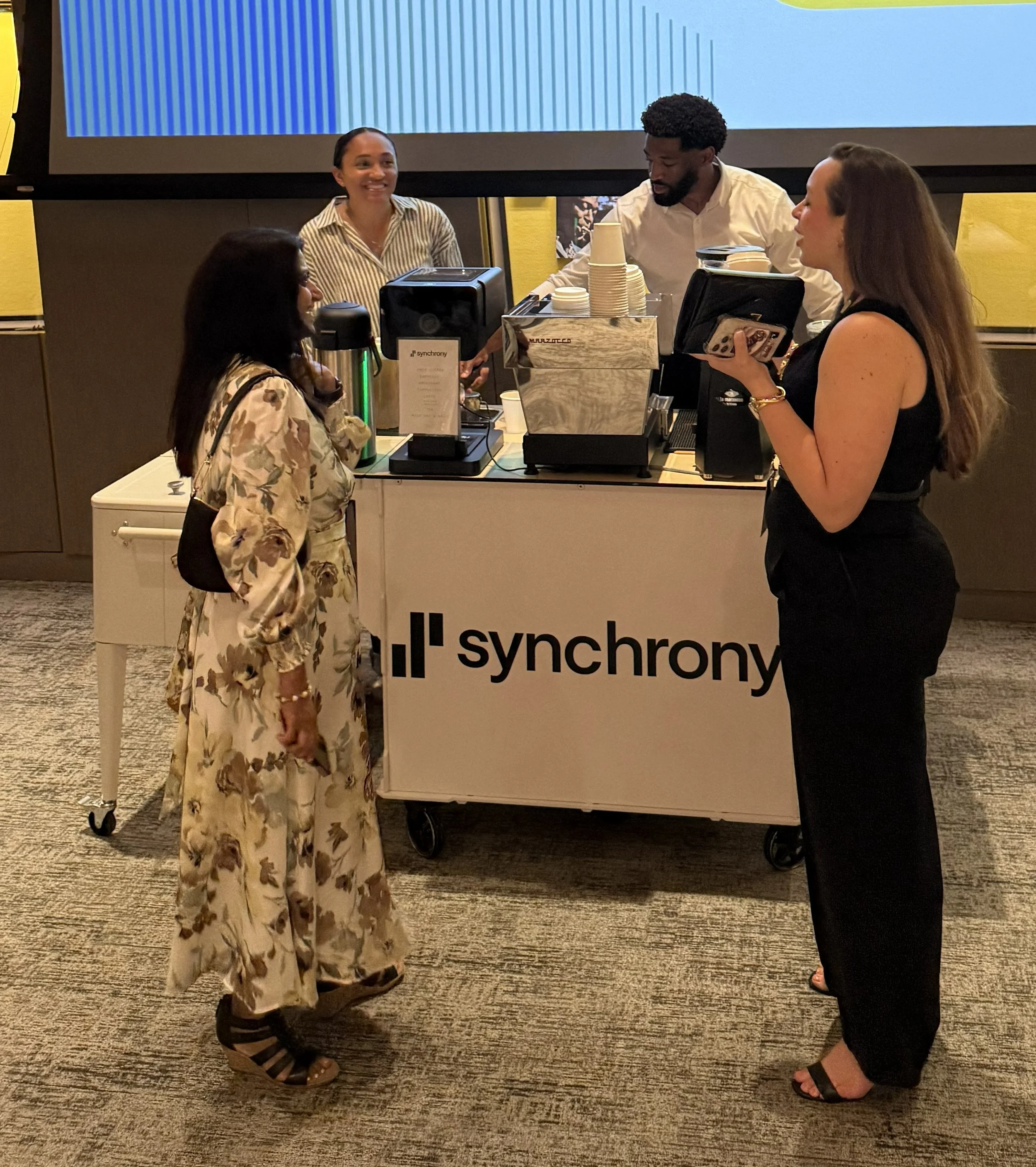 Mobile coffee cart serving Synchrony employees at an Atlanta conference