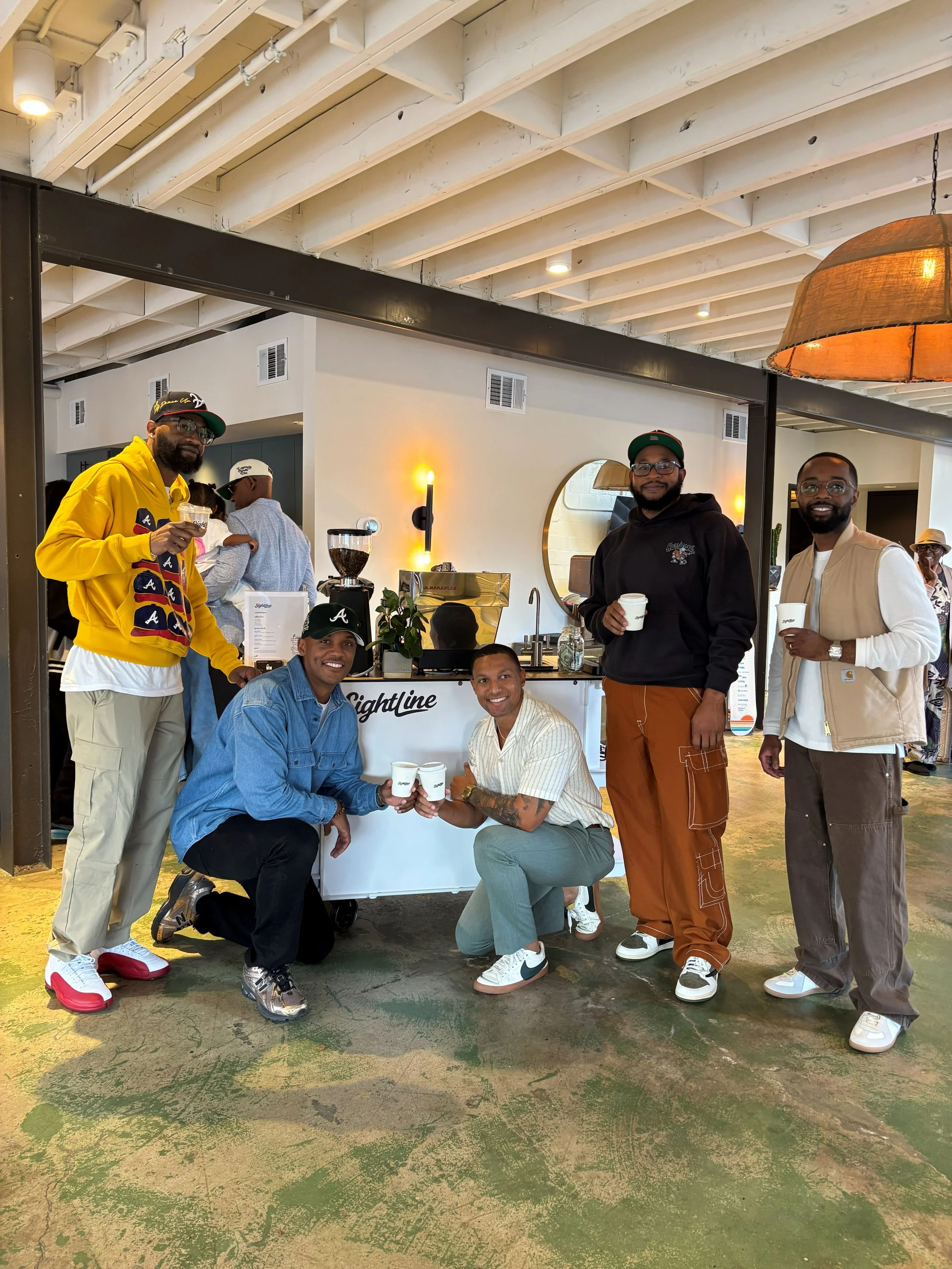 Sightline Coffee launch party featuring a mobile espresso cart in Atlanta