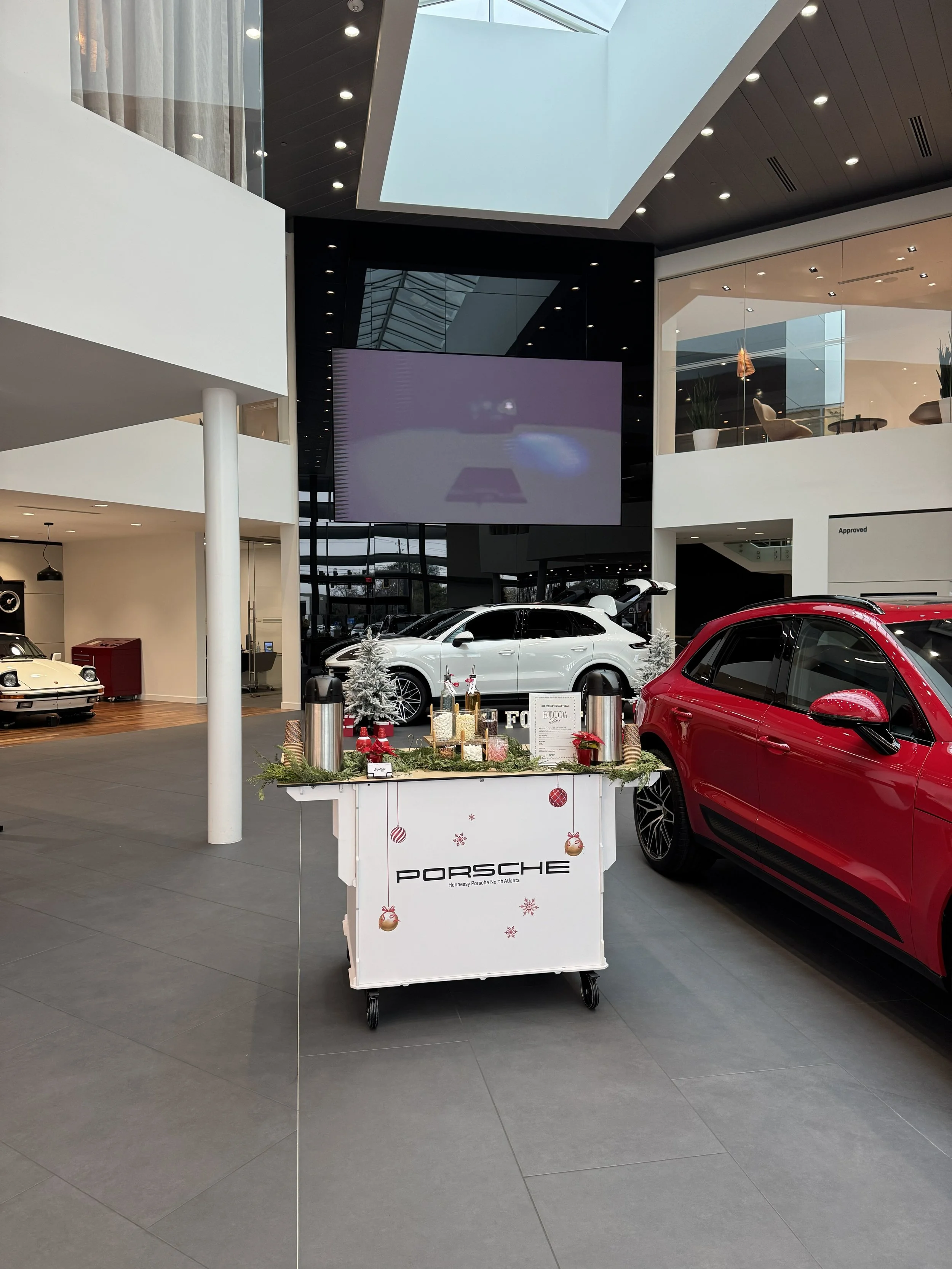 Sightline Coffee mobile espresso cart set up indoors at corporate event in Atlanta Georgia