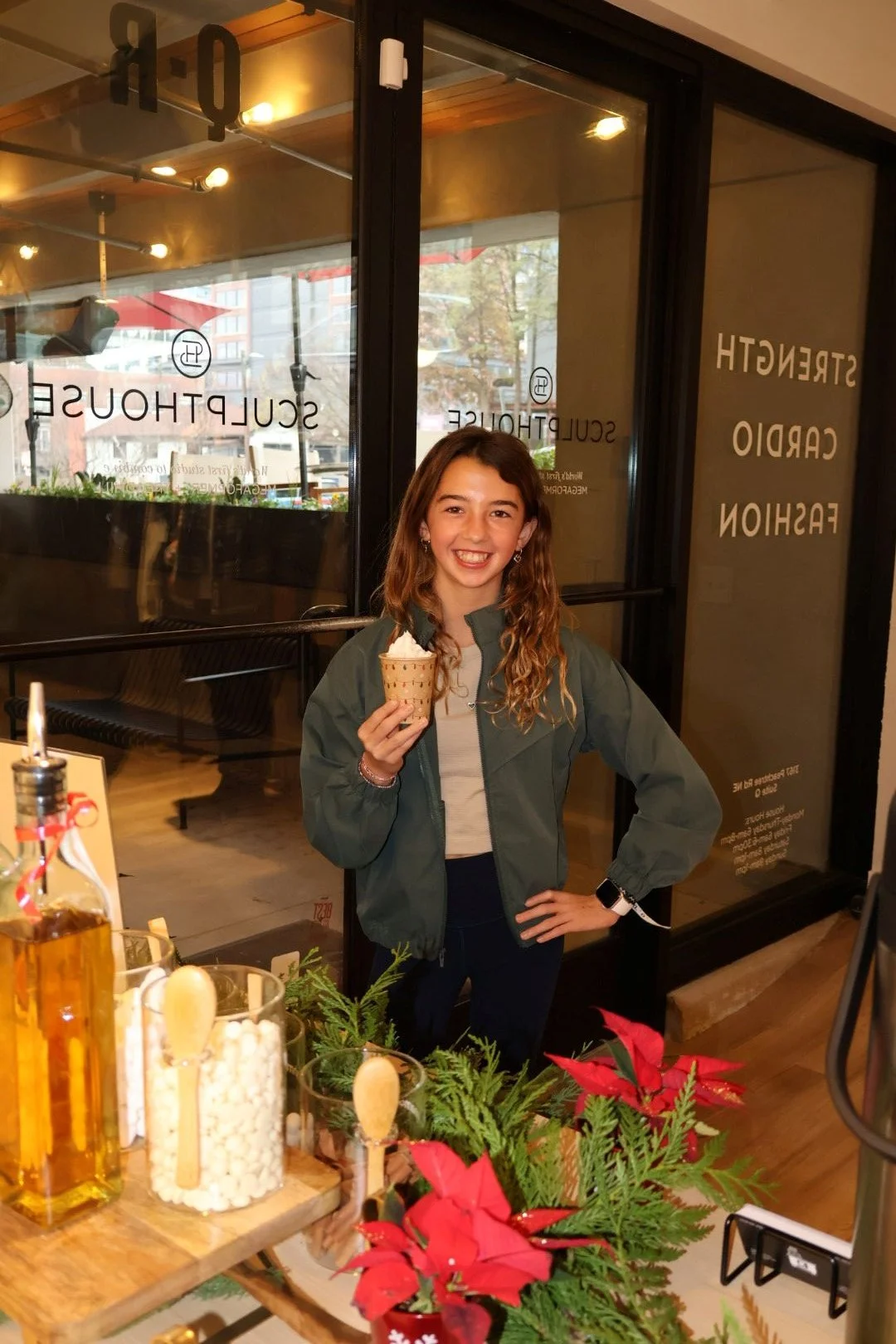 Custom hot chocolate station welcoming guests at an Atlanta wellness event