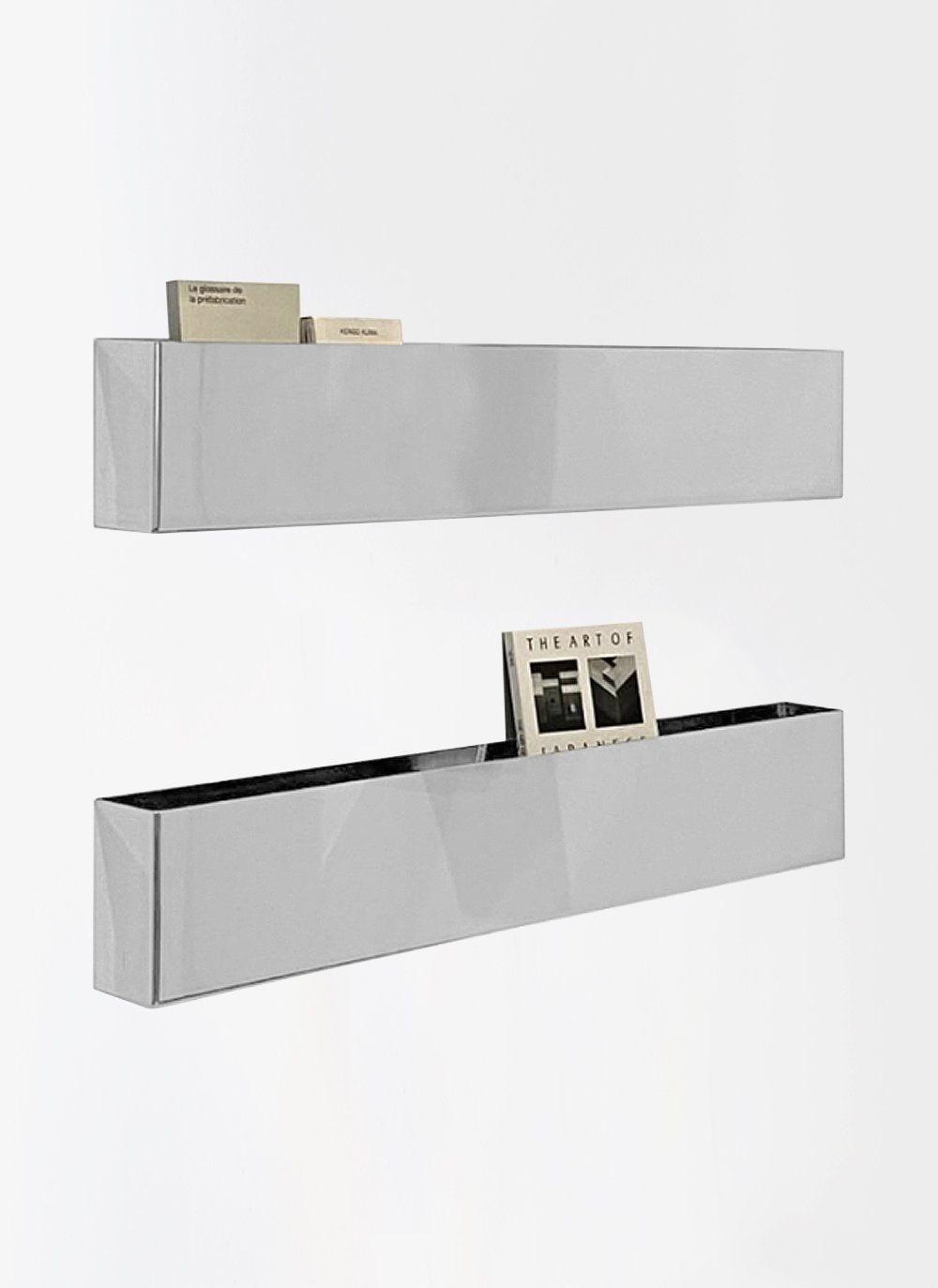 Mirror Shelf combining a slim reflective surface with an integrated ledge, offering a compact wall-mounted storage accent within the Ourse collection.