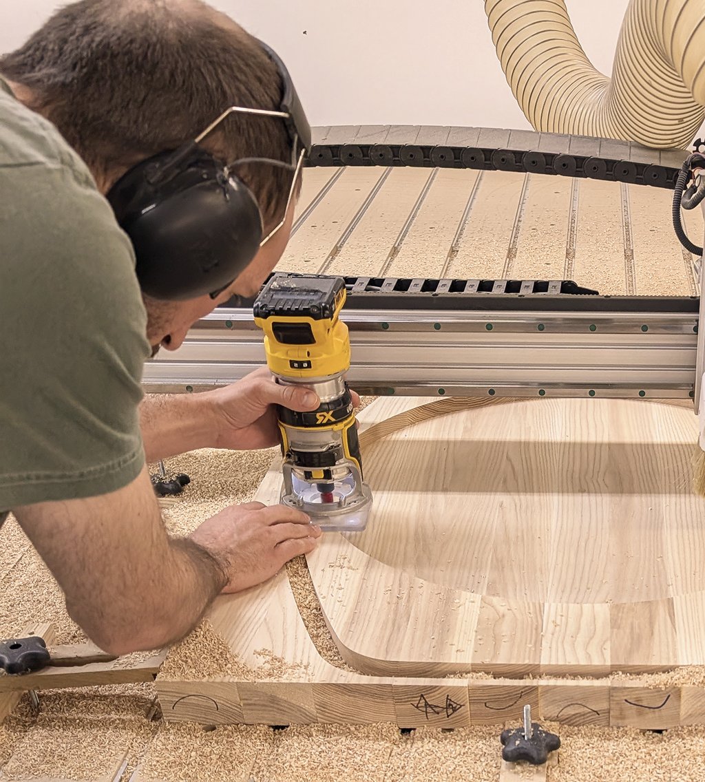 Montreal woodworker crafting Canadian-made furniture for Ourse, highlighting local fabrication and master craftsmanship.