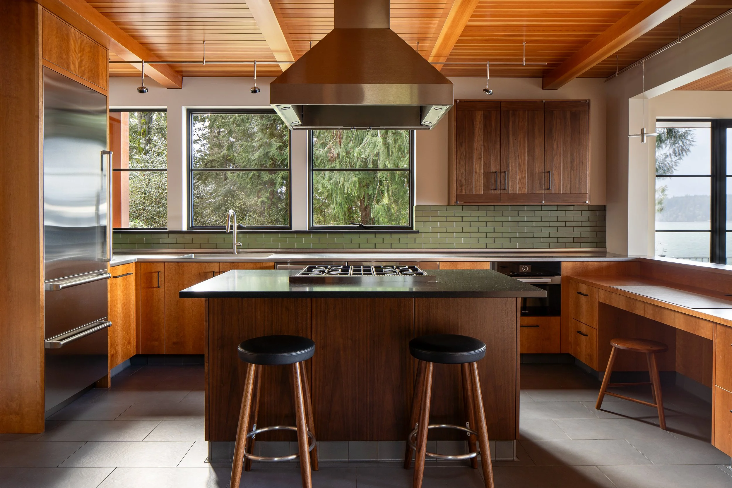 Bainbridge Island | New Construction | Kitchen with Wood Ceiling + Cabinets