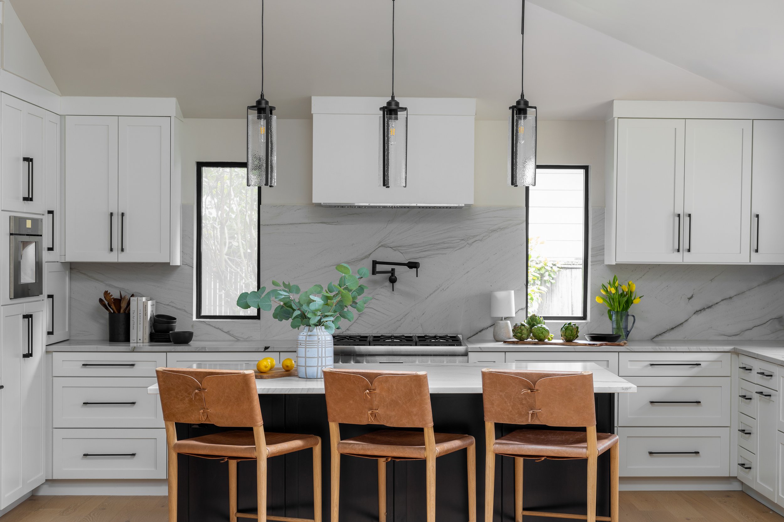 Kirkland | Kitchen Remodel | Island with Leather Chairs