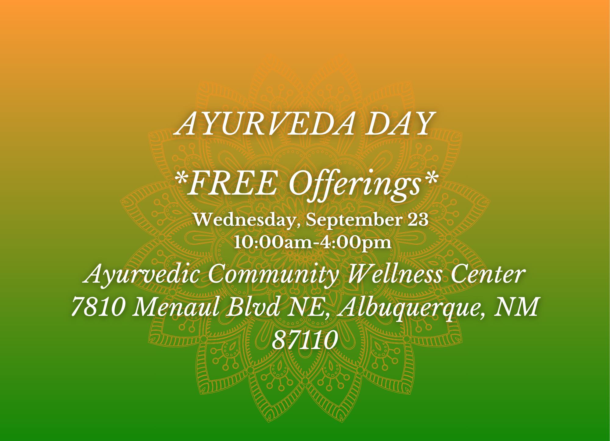 AYURVEDA DAY! 