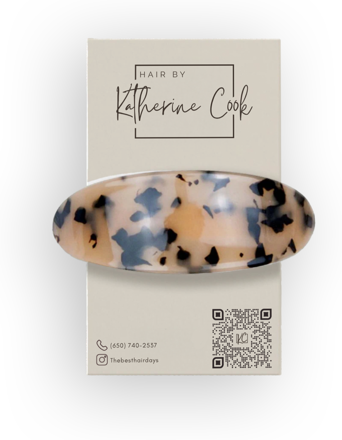 custom giftable business card with hair barrette