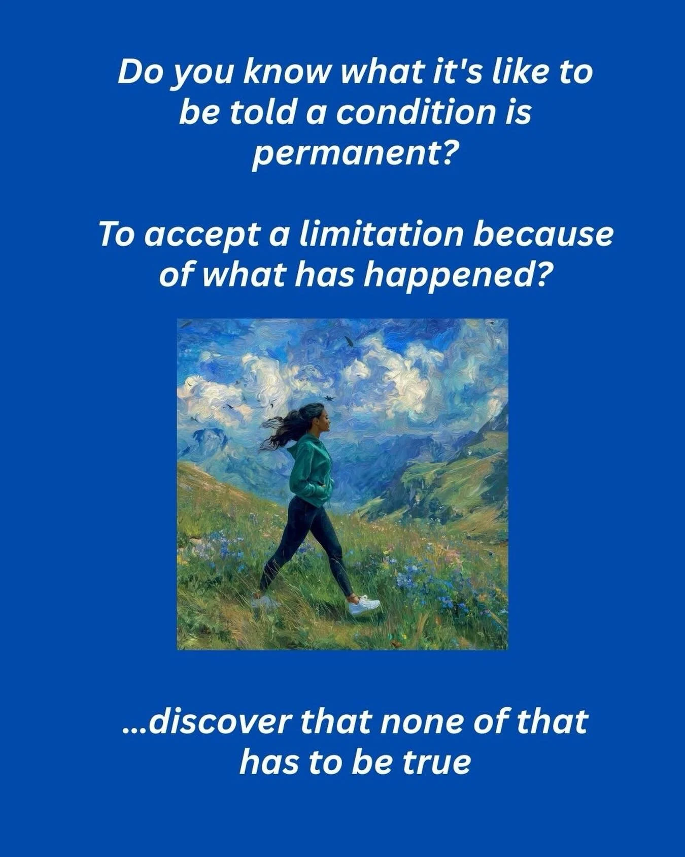 For 25 years, I&rsquo;ve helped people discover that they can move more freely&mdash;in their bodies and in their lives.

Energy work:  Creates a reset on what your body has been holding: the emotional triggers,  fears, limiting beliefs- the long-ter