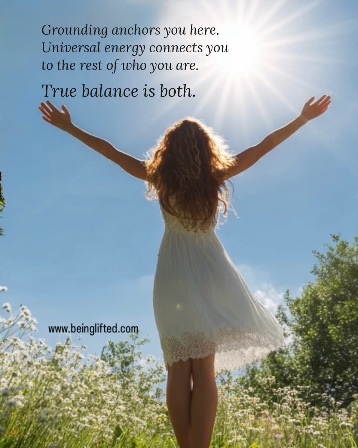 Grounding does half the work.

It helps us feel calm, secure, and at home on this earth &mdash; an alignment between our physical body and the energy beneath our feet.

But we can become too grounded &mdash; and lose touch with our intuition, inner w