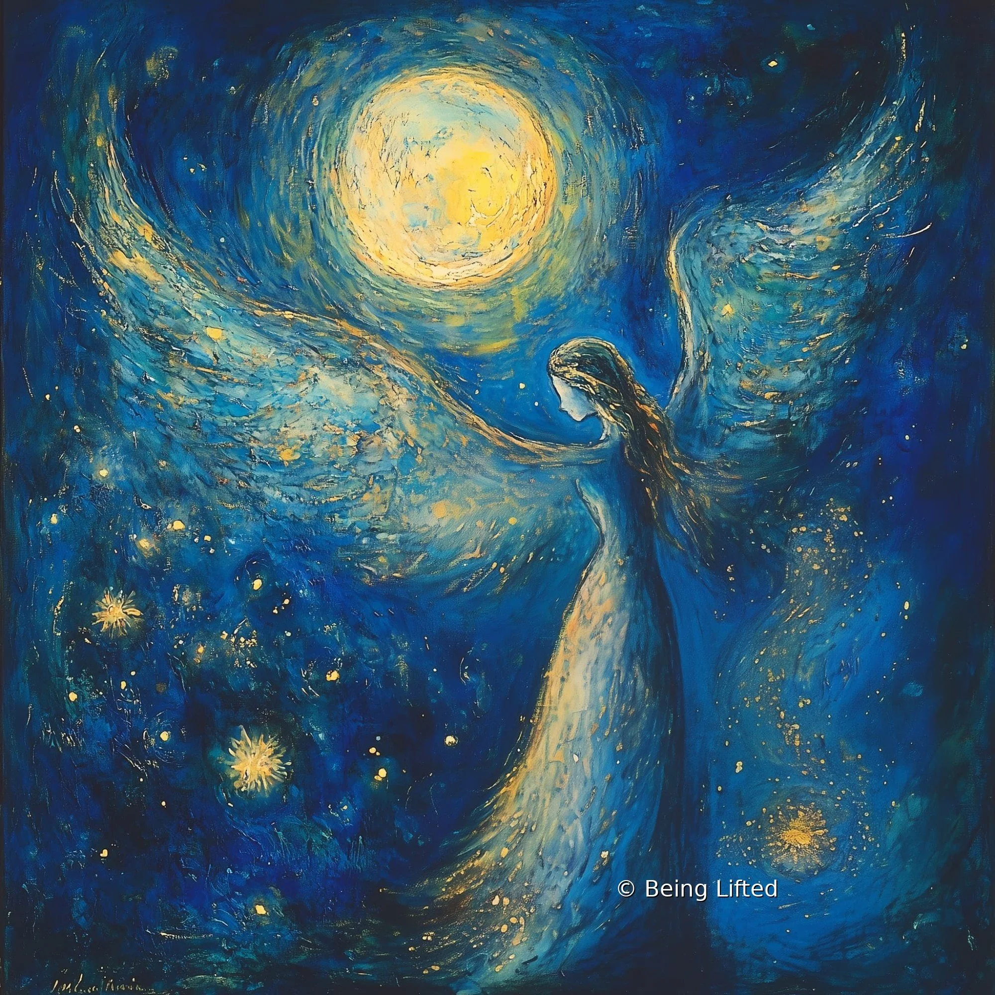 Angel painting symbolizing moment of spiritual clarity and confirmed life purpose after healing