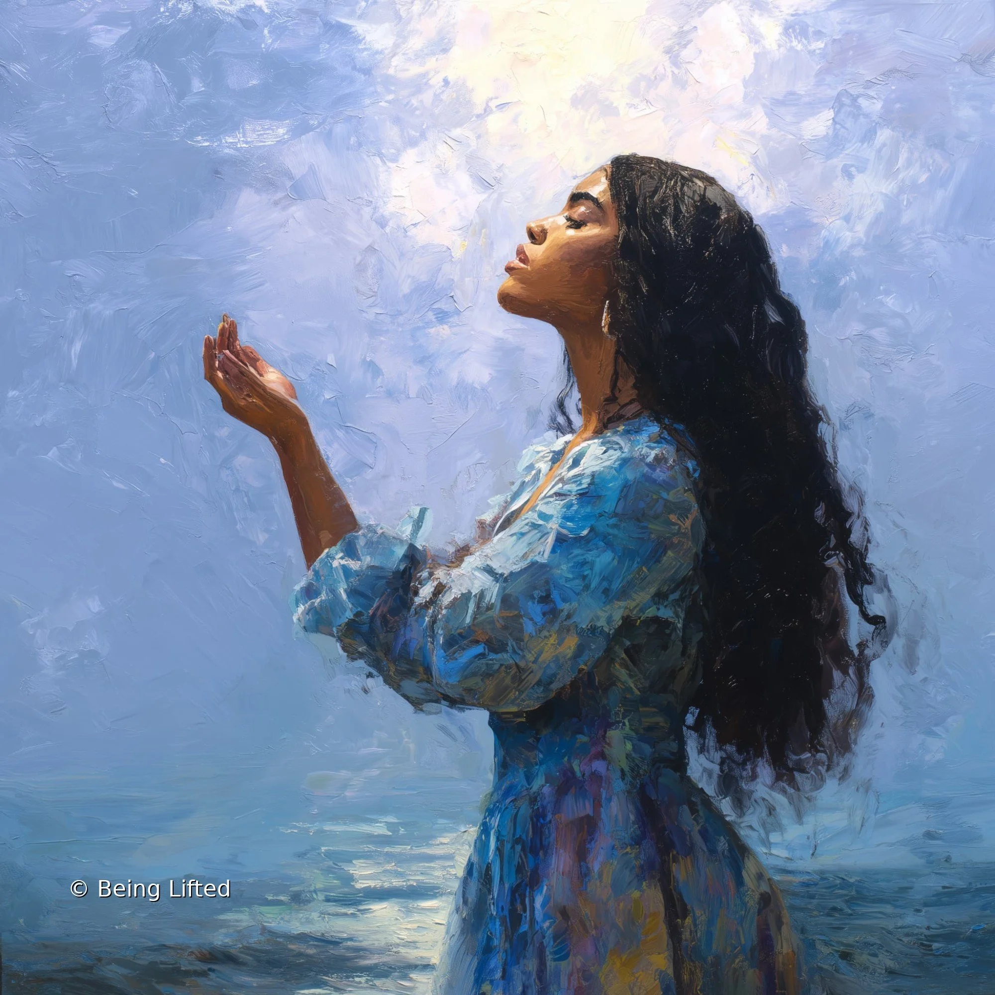 a beautiful woman feeling the deep connection with her body and spirit that can from energy release and movement work