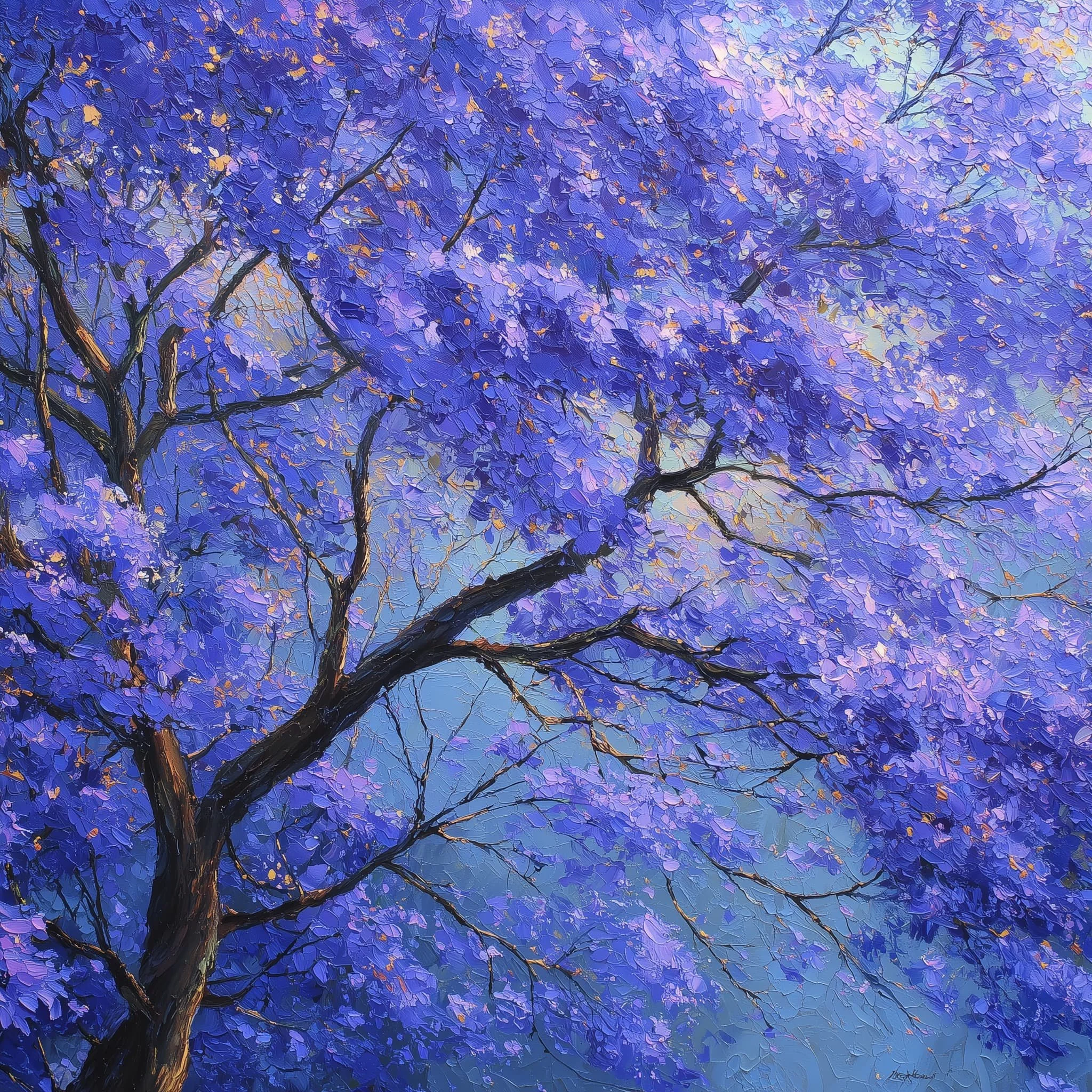 The graceful violet tree represents the insights and release a woman experienced with Shadow coaching