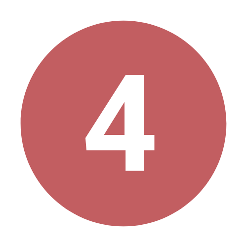 Number four in black on a red circular background.