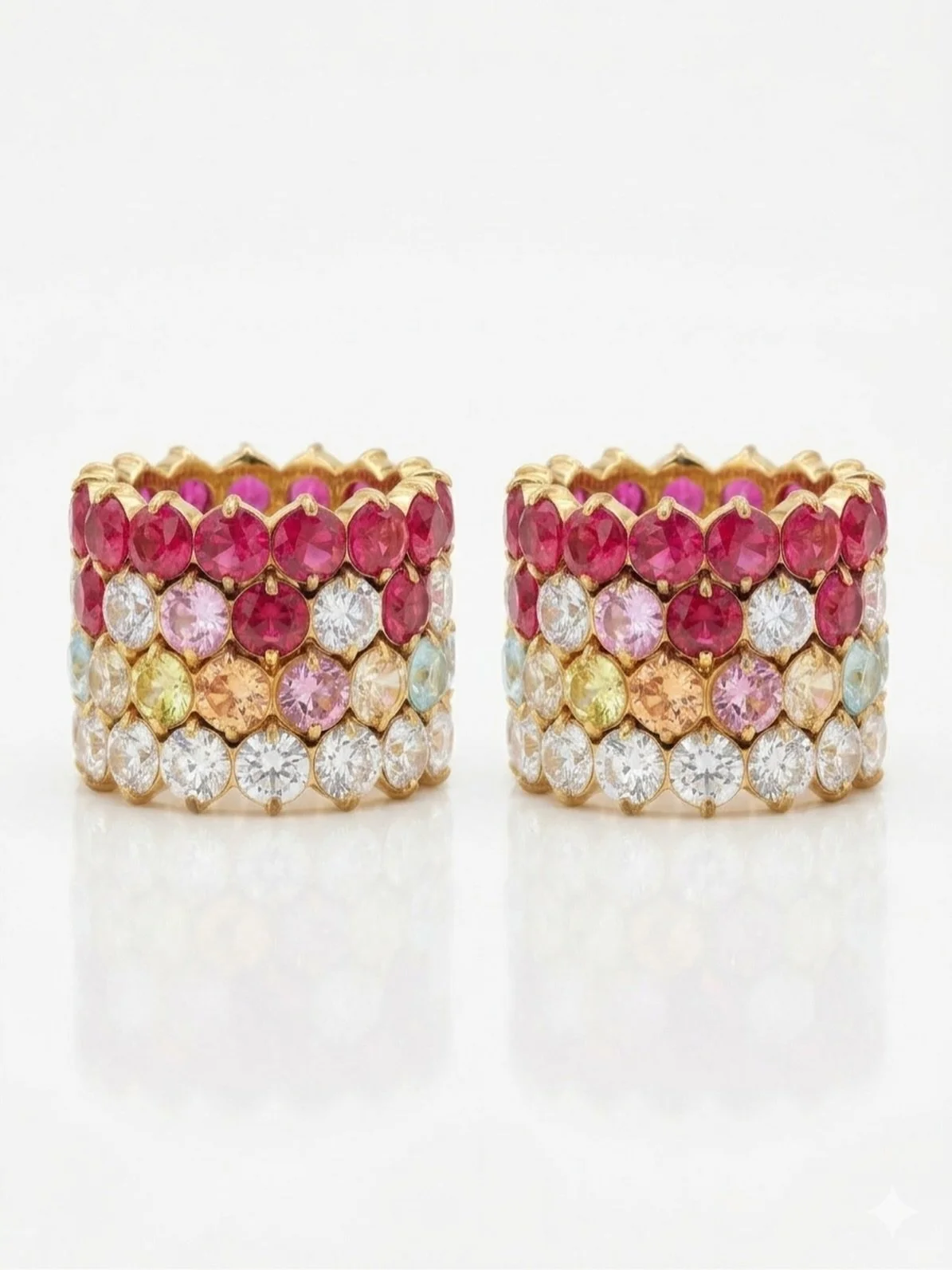 The Amalfi Duo now available. Limited pieces only. 

&bull; Premium 18k gold-plated.
&bull; Hand-set, multi-colour zircons offering vibrant colour and maximum brilliance.
&bull; Built completely waterproof.
&bull; High-quality plating ensures your ri