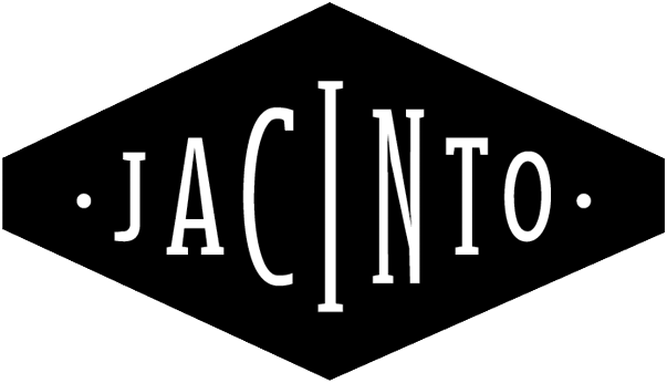 Texto en fondo negro que dice 'JACINTO' en letras blancas y estilizadas