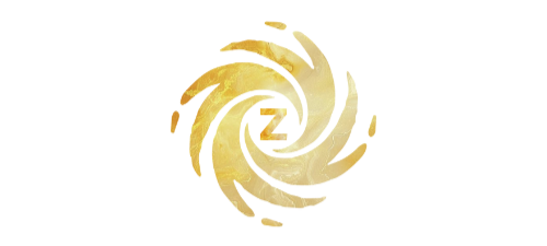 A spiral graphic with gold-colored curved segments radiating outward against a black background.
